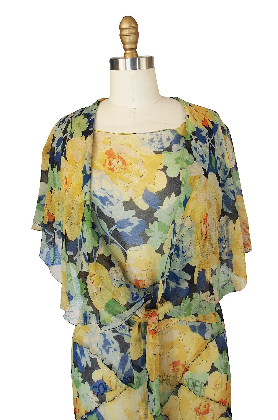 1920s Dreamy Silk Chiffon Dress & Capelet