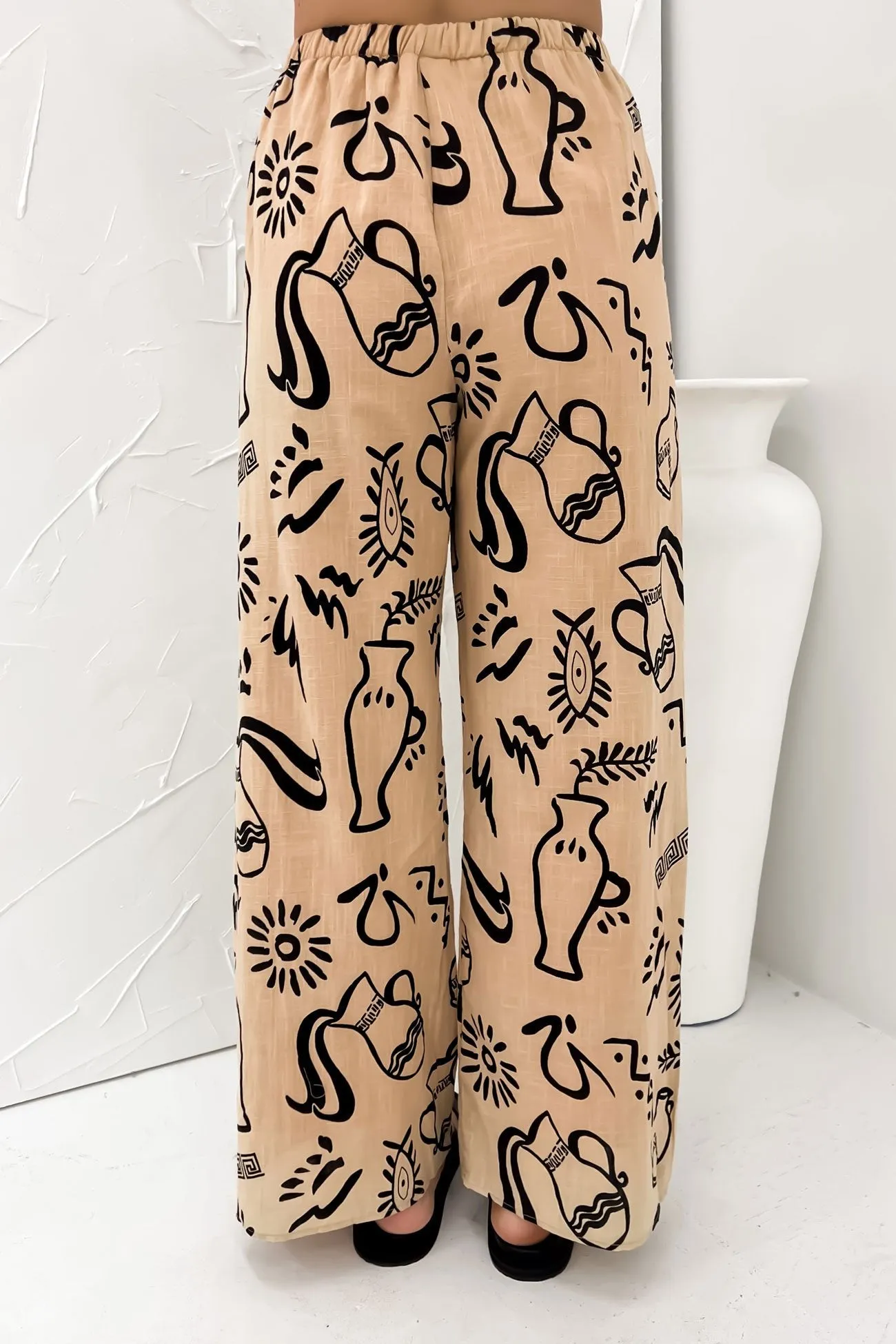 Aphaea Pant Set Tan Black Aztec Vase