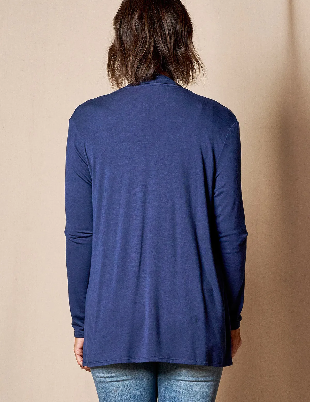 Bamboo Banded Front Cardigan - Navy