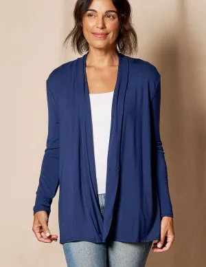 Bamboo Banded Front Cardigan - Navy