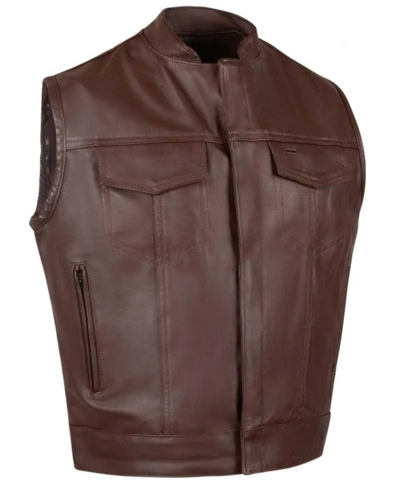 Beck® Mens 566 Brown Horsehide Leather Motorcycle Vest