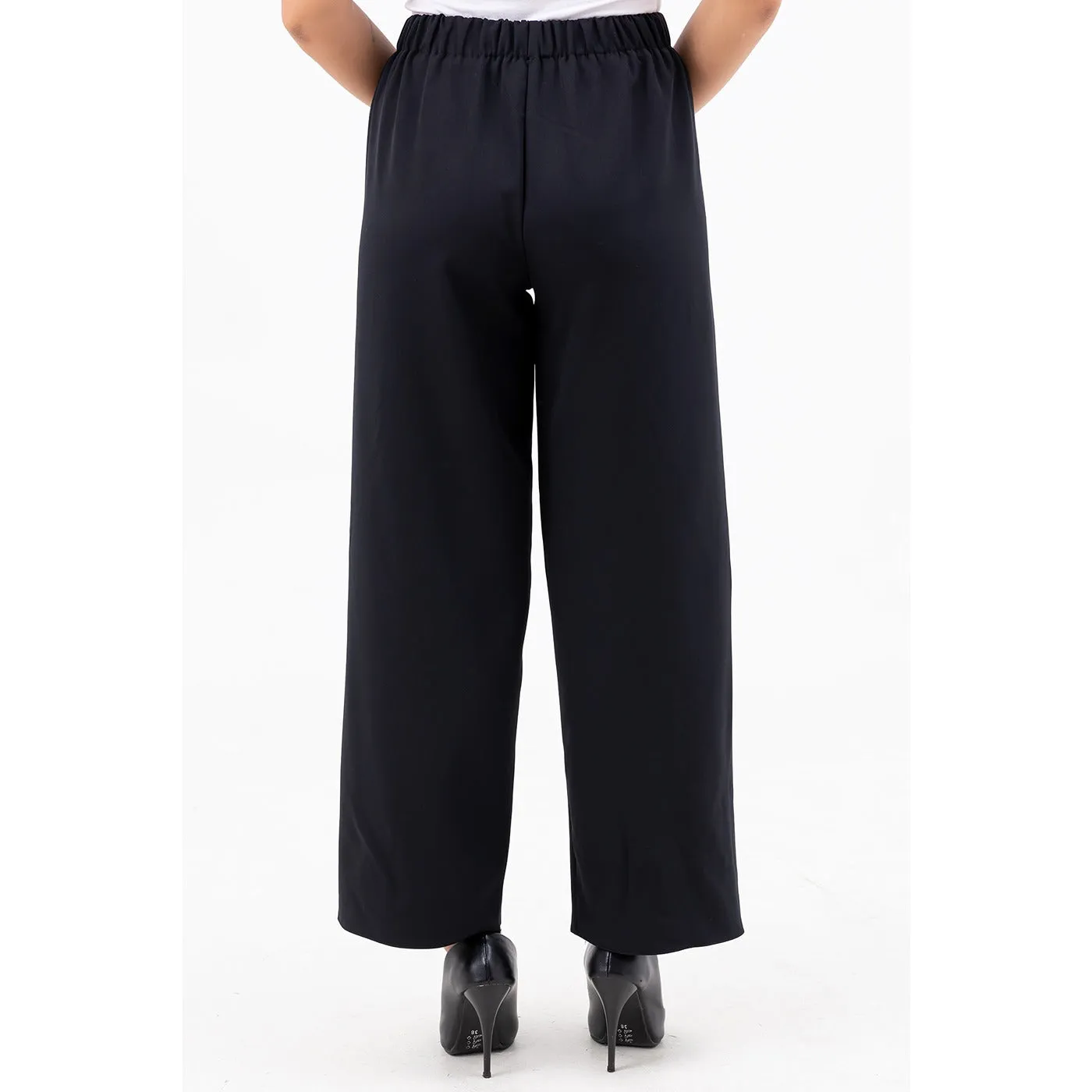 Black Belted Wide Leg Trousers