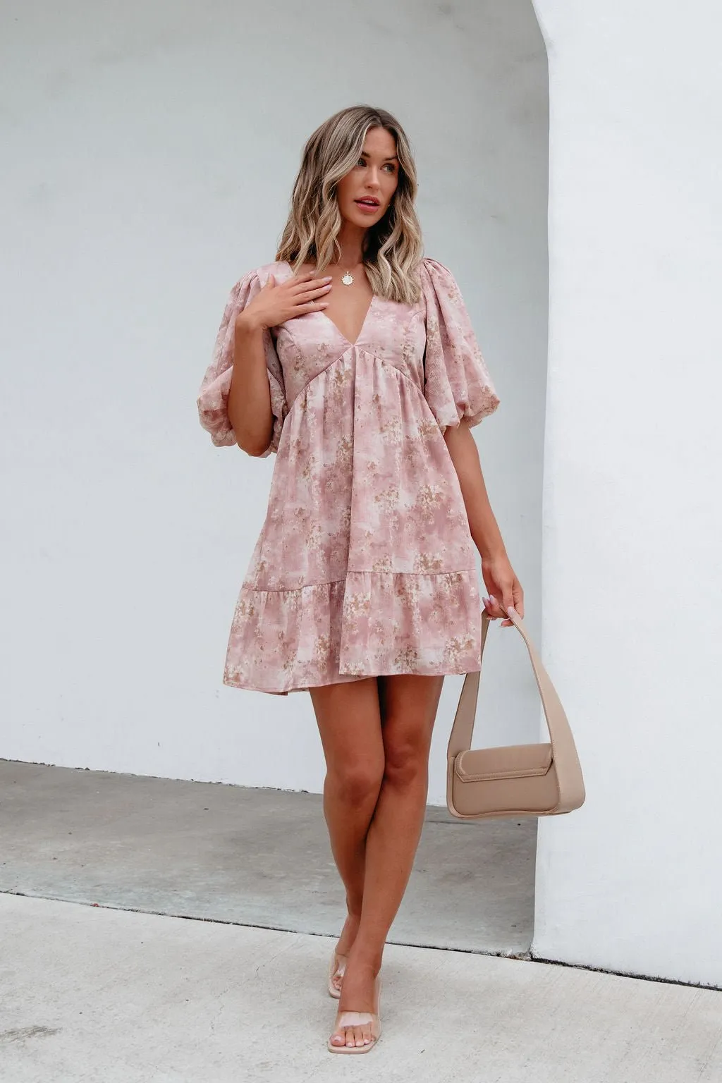 Blush Floral Print Mini Dress - FINAL SALE