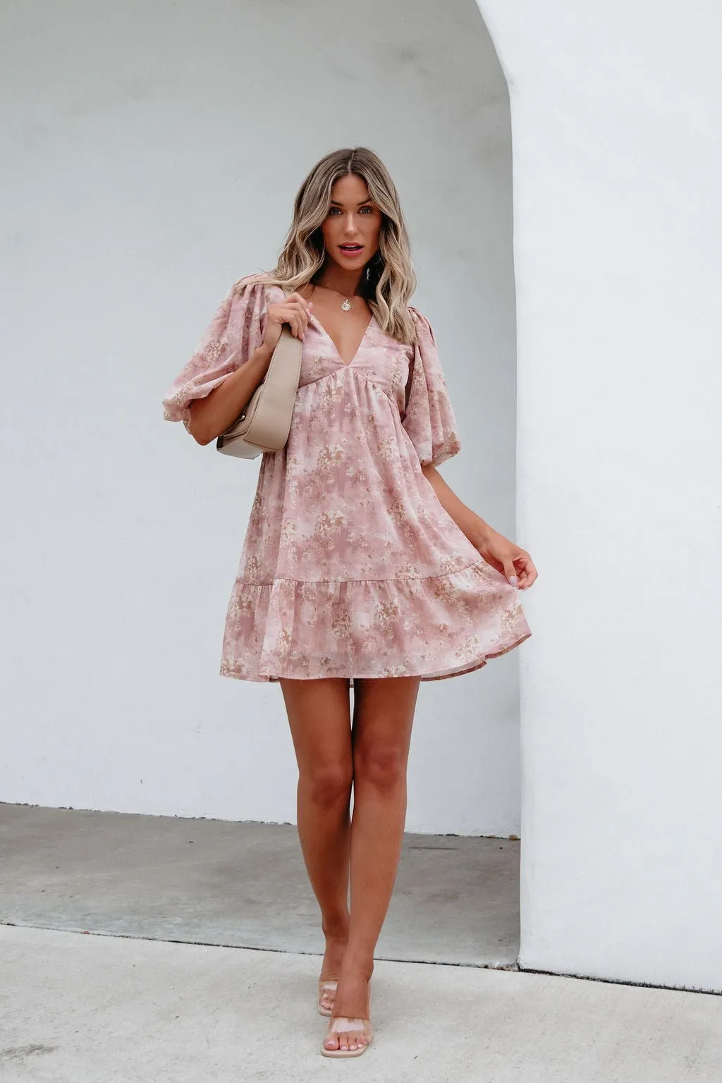 Blush Floral Print Mini Dress - FINAL SALE