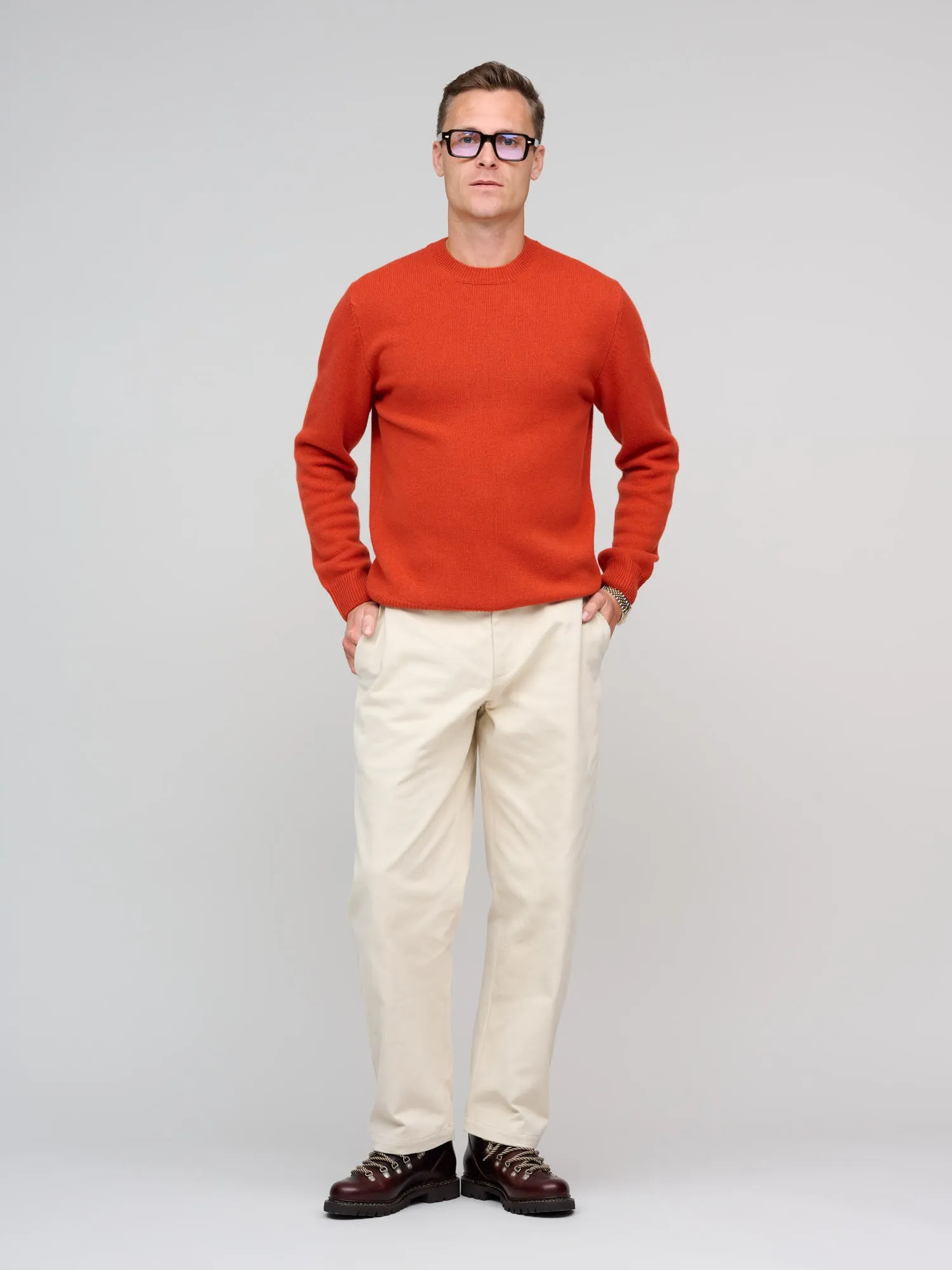 Cashmere/Lambswool Crew,  Perfect Orange