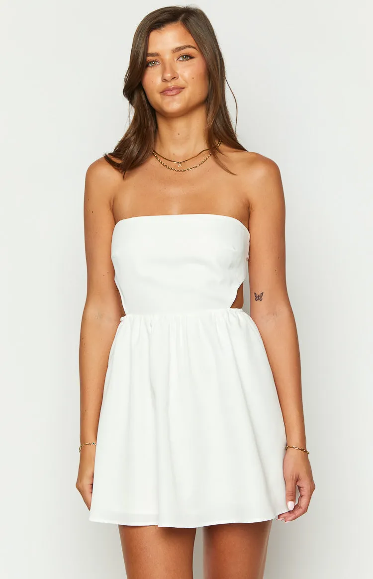 Cora White Tie Back Mini Dress