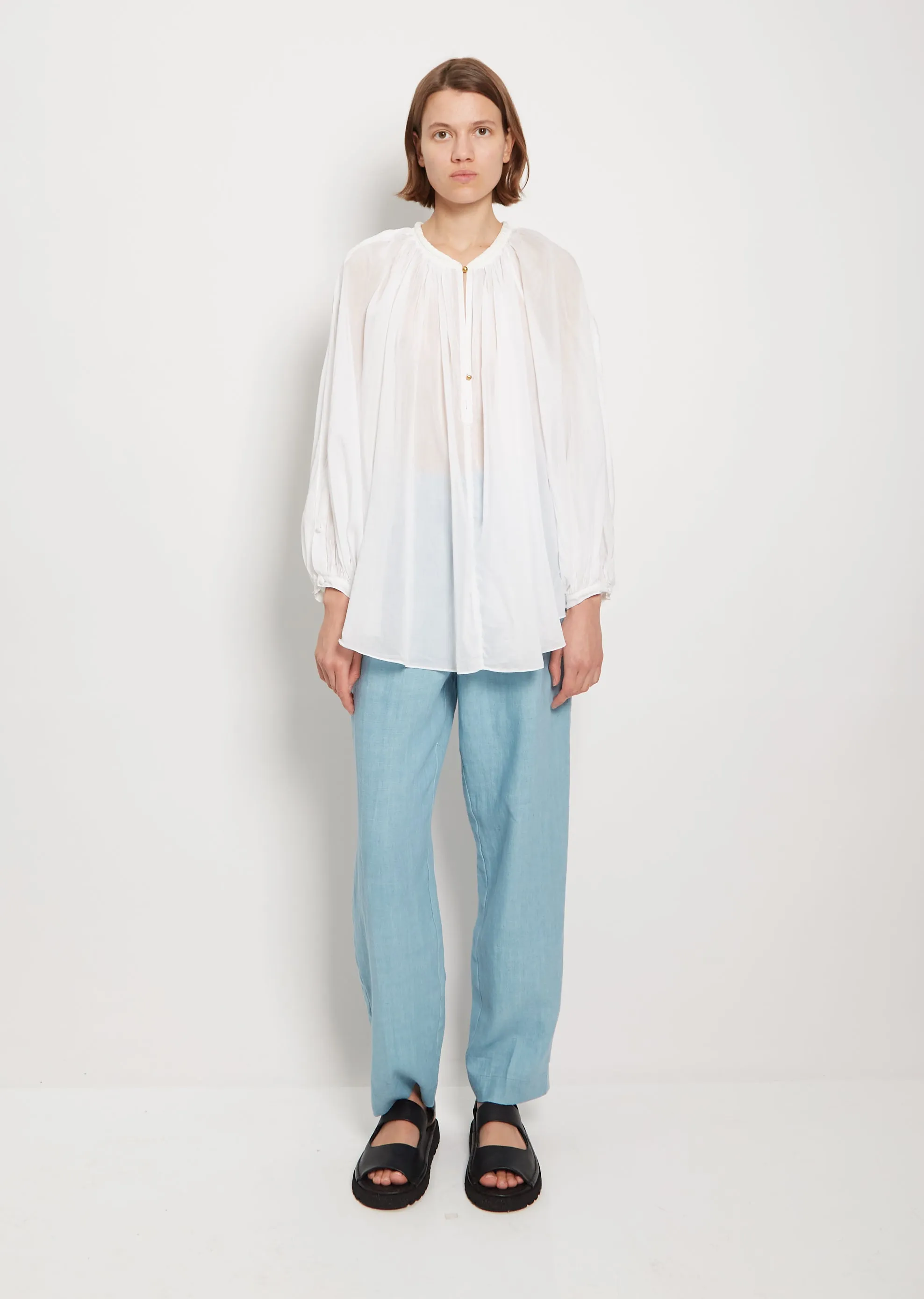 Cotton Silk Voile Poet Blouse