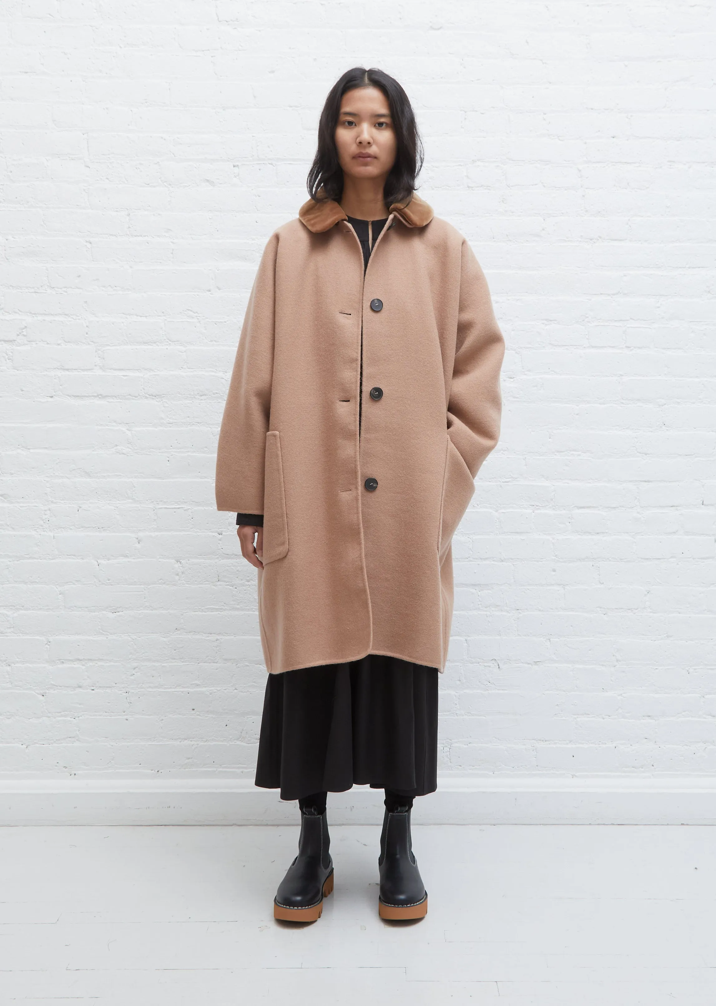 Cove Double-Faced Wool Coat with Velvet Collar