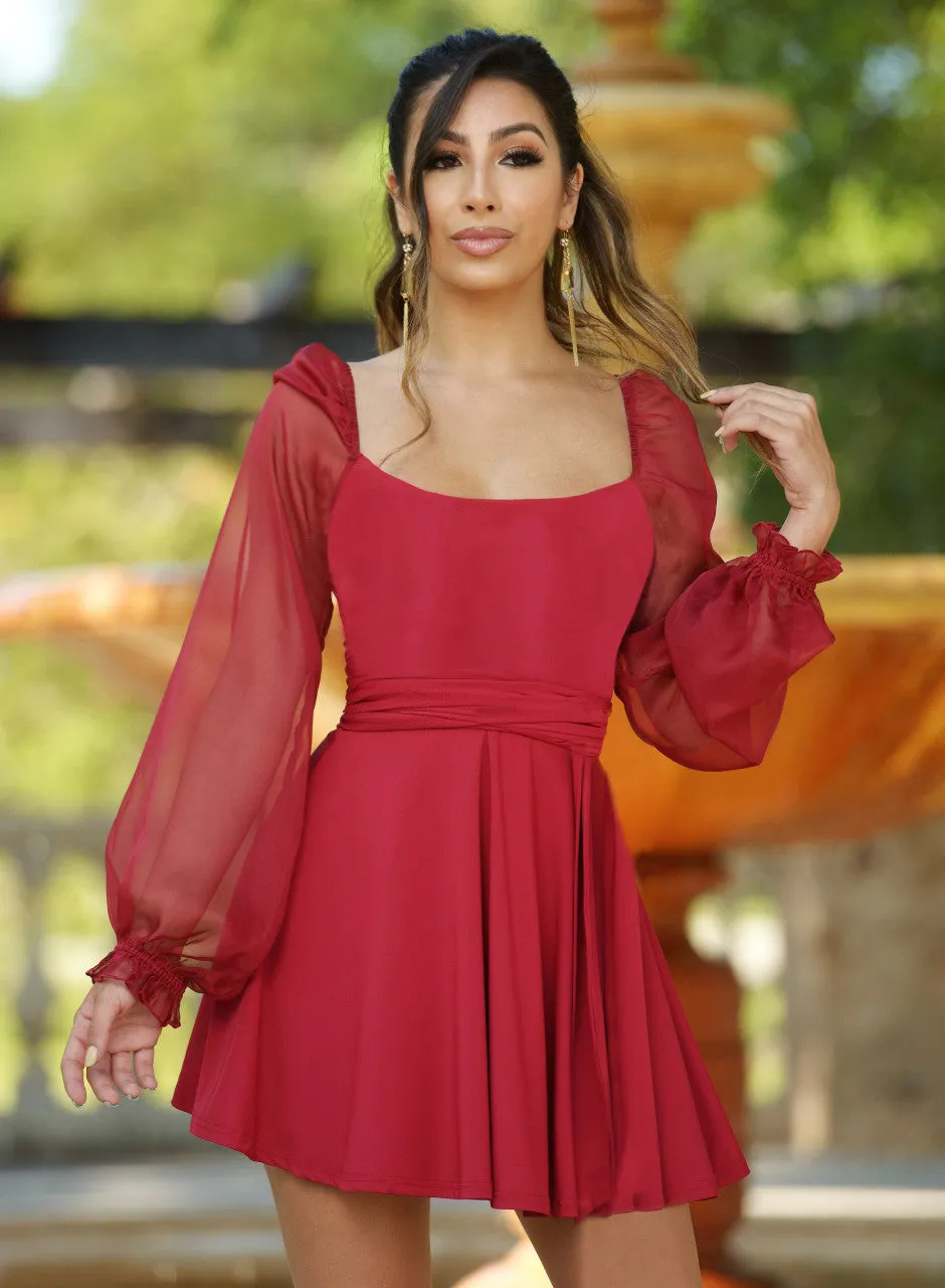 Deep Red Vera Two Way Mini Dress