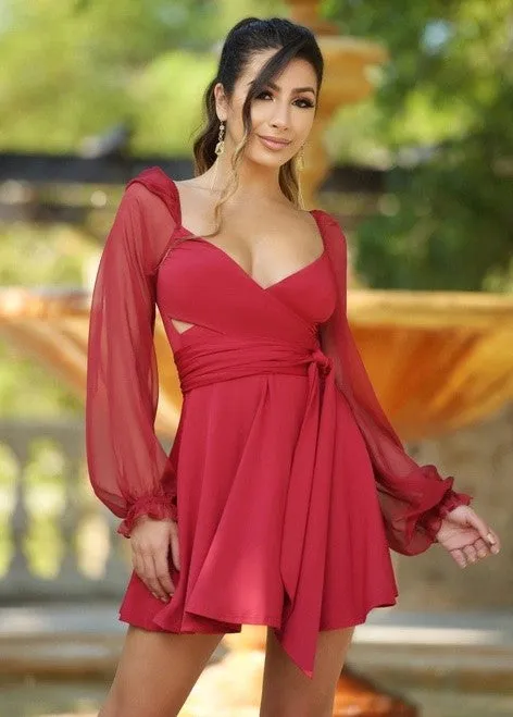 Deep Red Vera Two Way Mini Dress