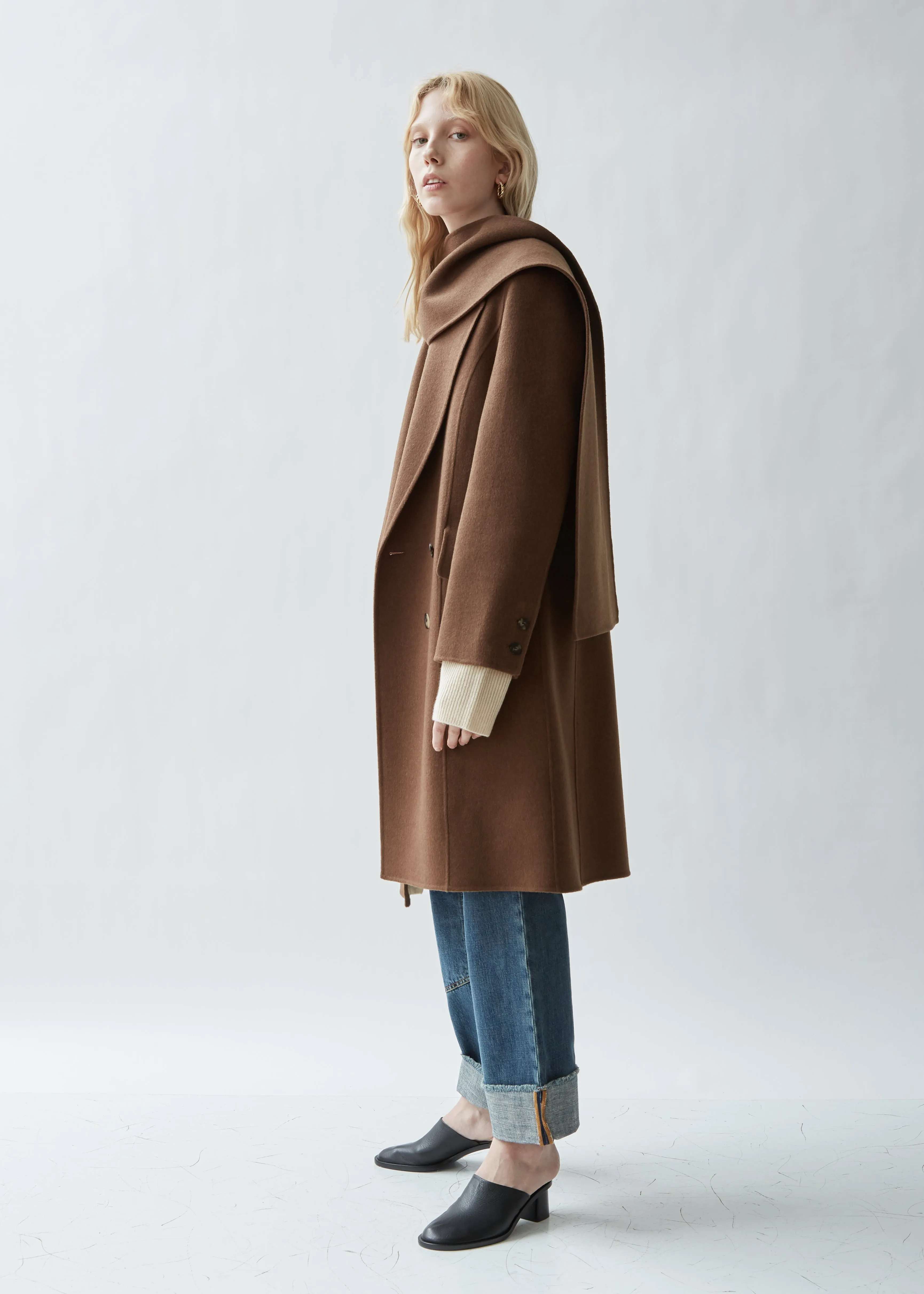 Double Face Wool Scarf Coat