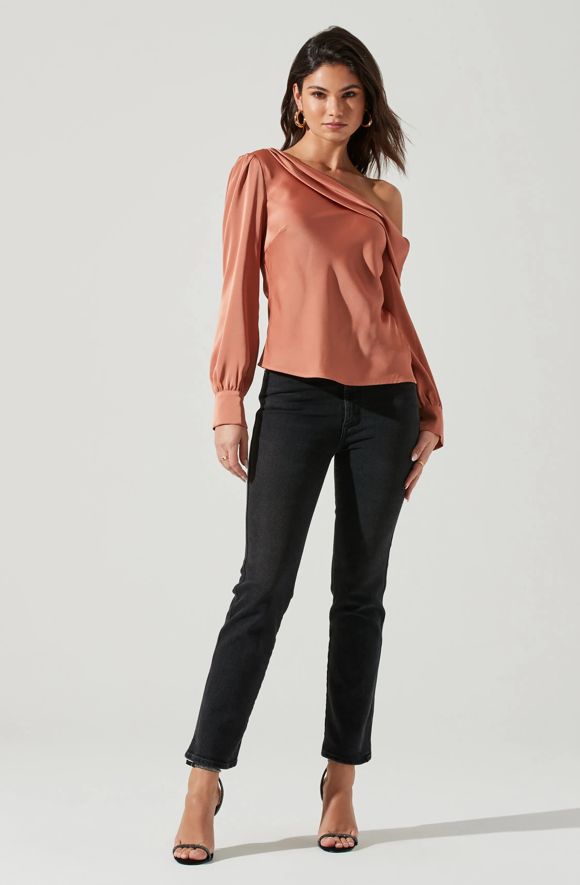 Ellen Draped Off Shoulder Long Sleeve Top