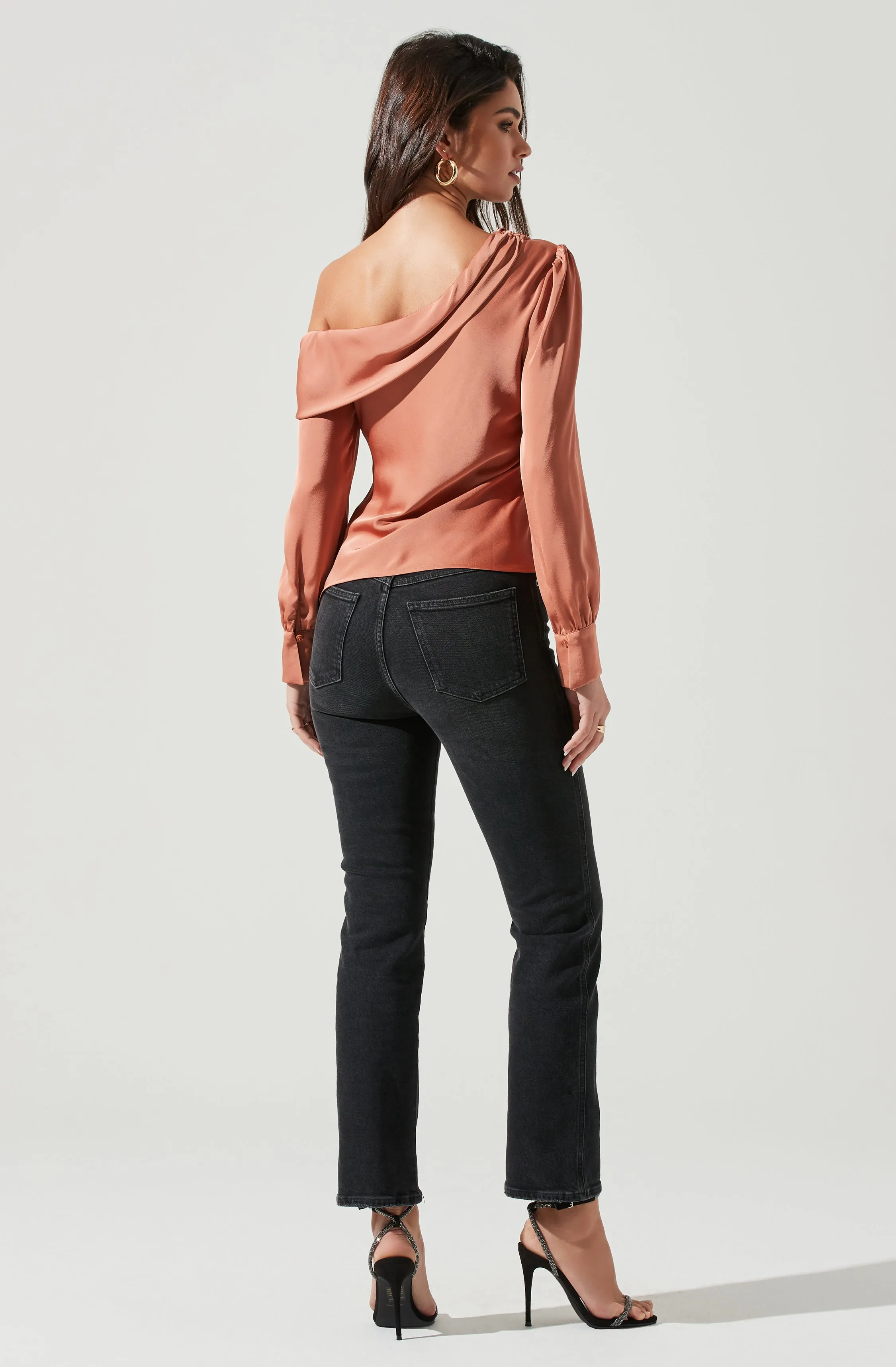 Ellen Draped Off Shoulder Long Sleeve Top