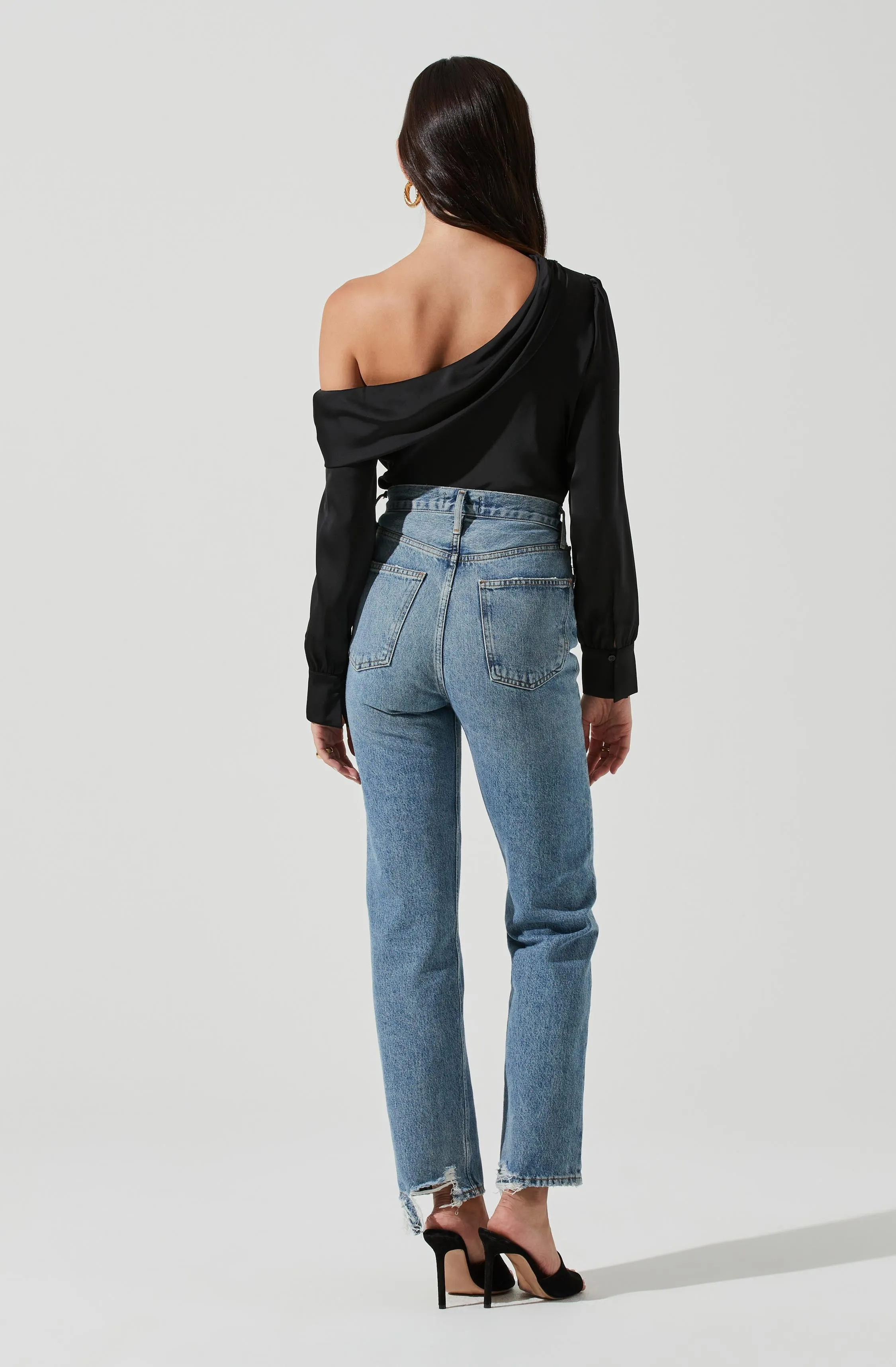 Ellen Draped Off Shoulder Long Sleeve Top