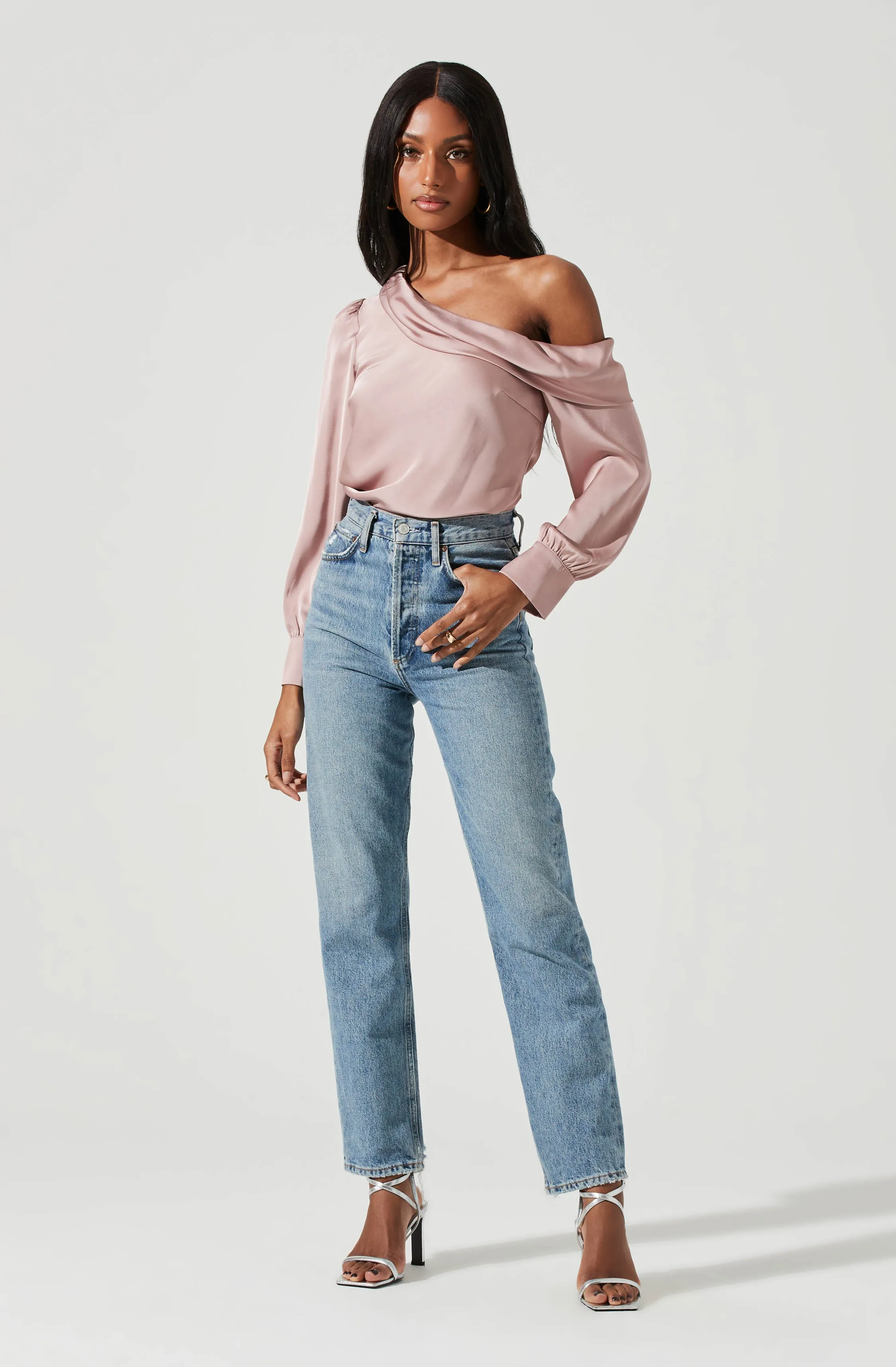 Ellen Draped Off Shoulder Long Sleeve Top