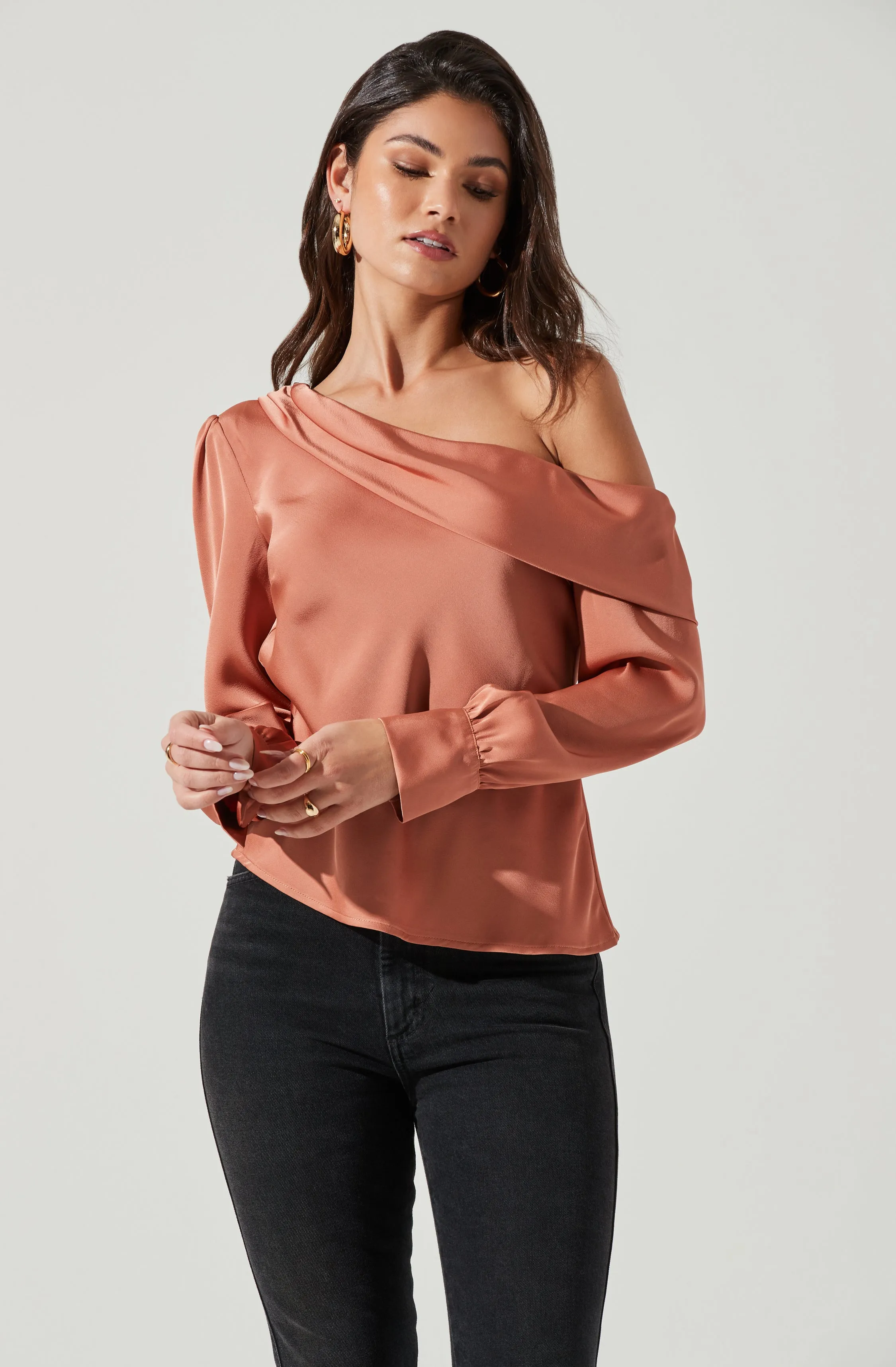 Ellen Draped Off Shoulder Long Sleeve Top