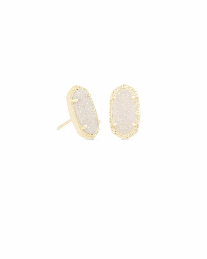 Ellie Gold Stud Earrings in Iridescent Drusy by Kendra Scott