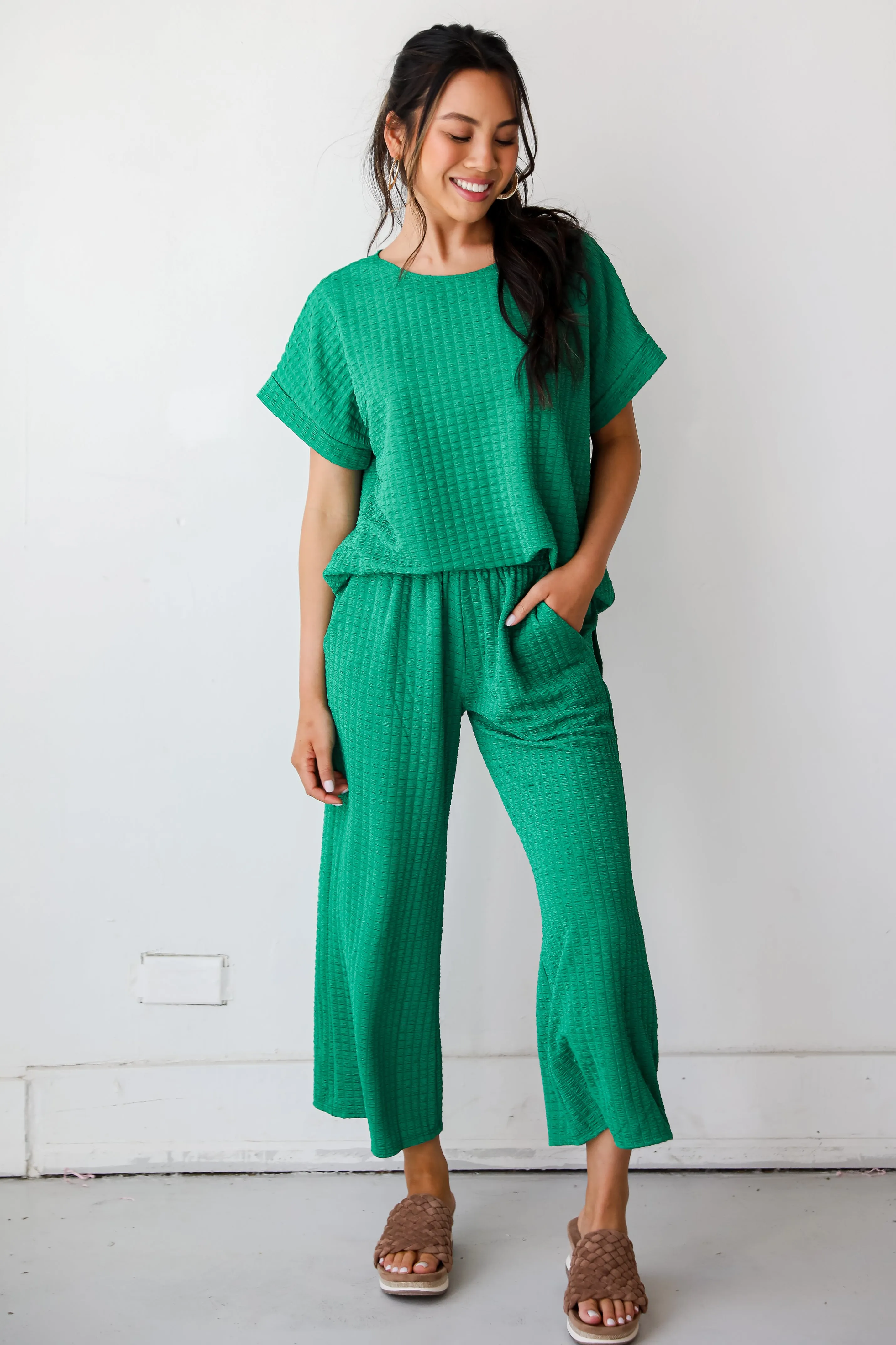 FINAL SALE - Sweet Surprise Textured Wide Leg Pants