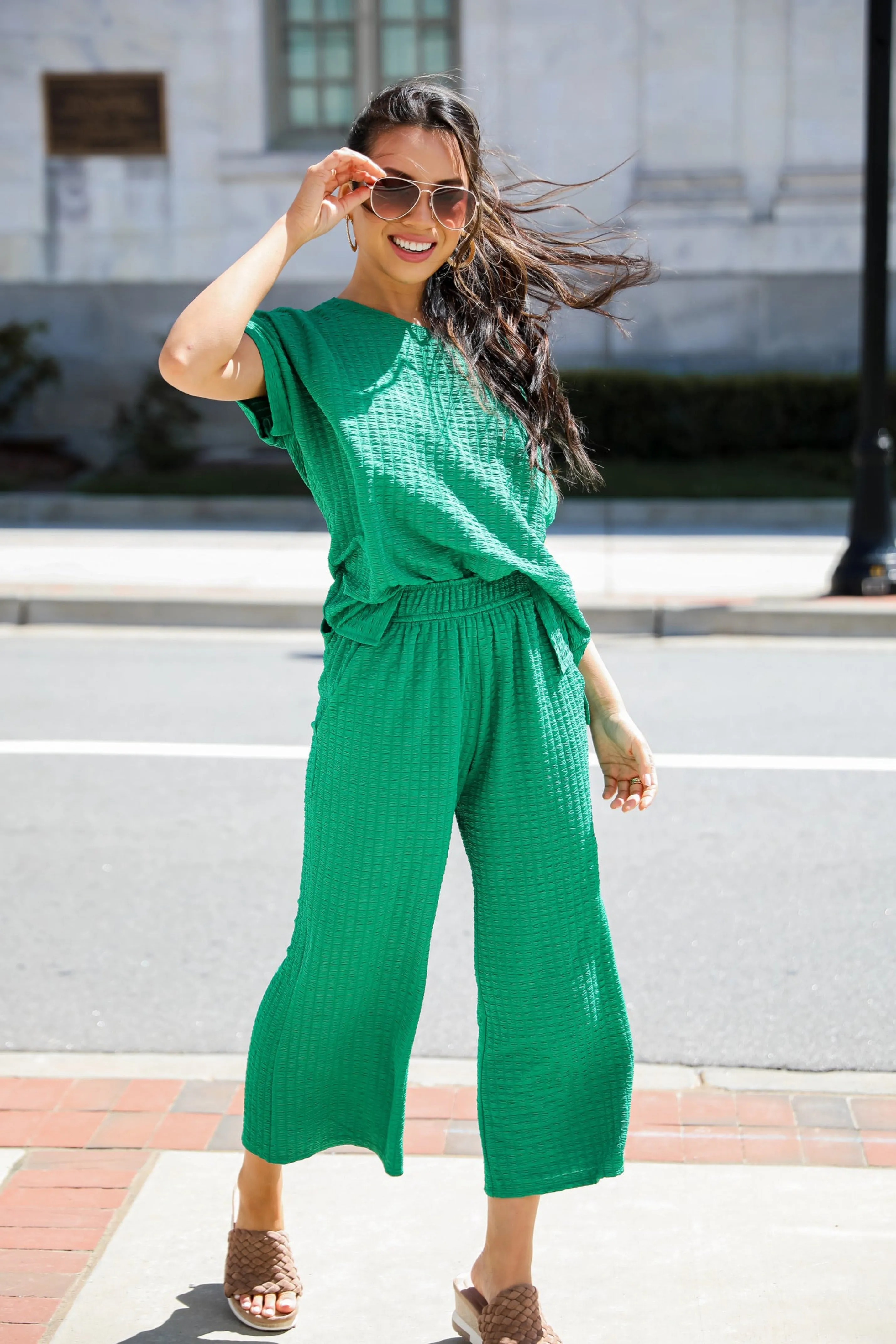 FINAL SALE - Sweet Surprise Textured Wide Leg Pants