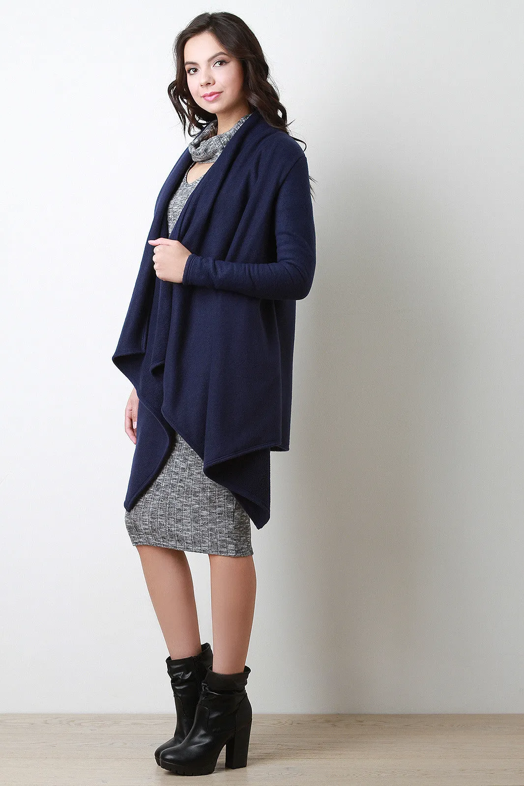 Fleece Draping Cardigan