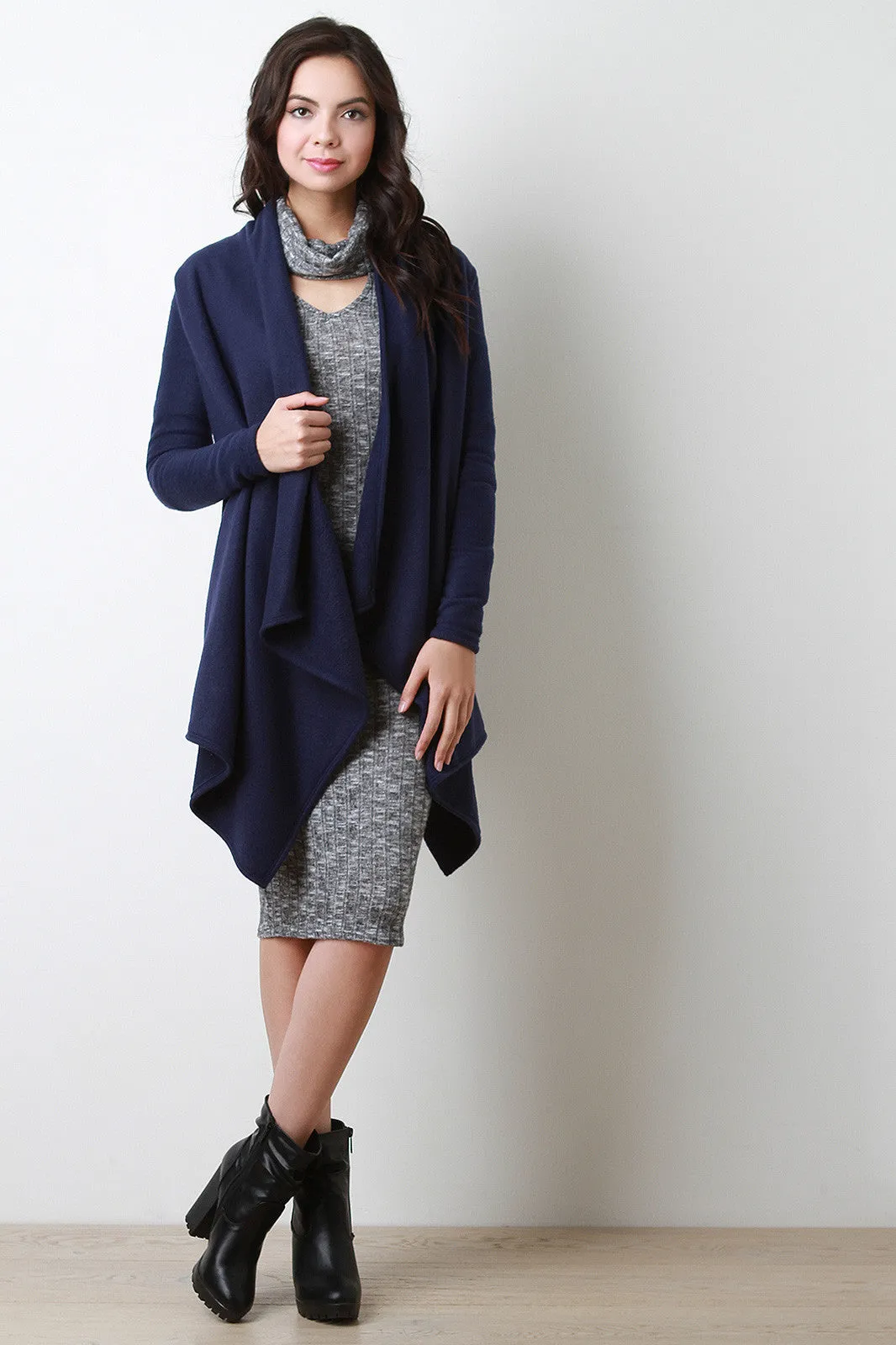 Fleece Draping Cardigan