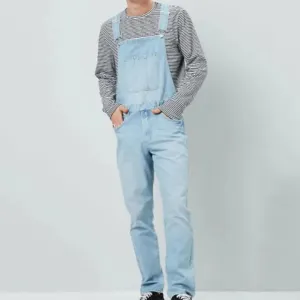 Flytonn-Fall Outfits Women Outwear Streetwear -Men Denim Jumpsuit Suspender Soft Breathable Long Pants Non-Fading Solid Color Multi-pocket Denim Bib Overalls