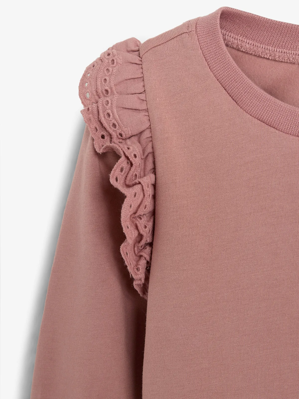 Frill Cap Jersey Blouse - Little - Dusty Rose