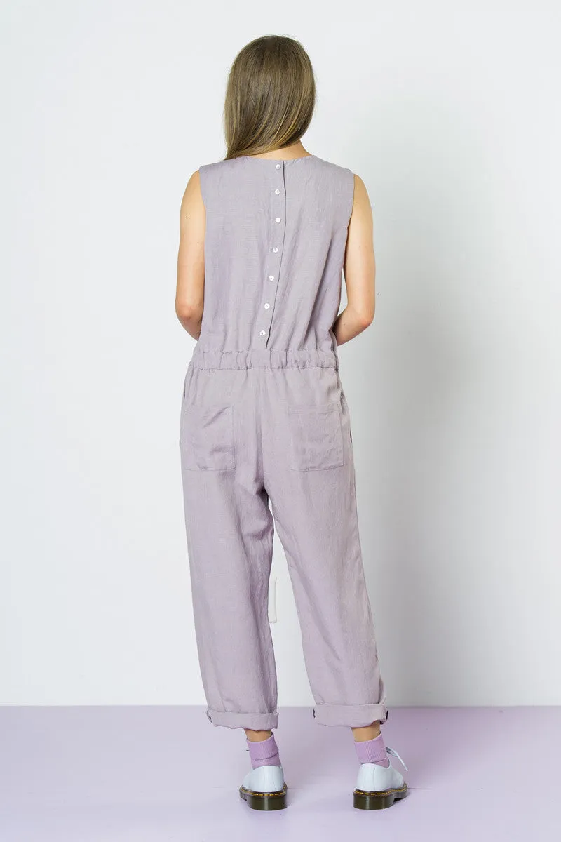 Georgia Linen Overalls - Mauve