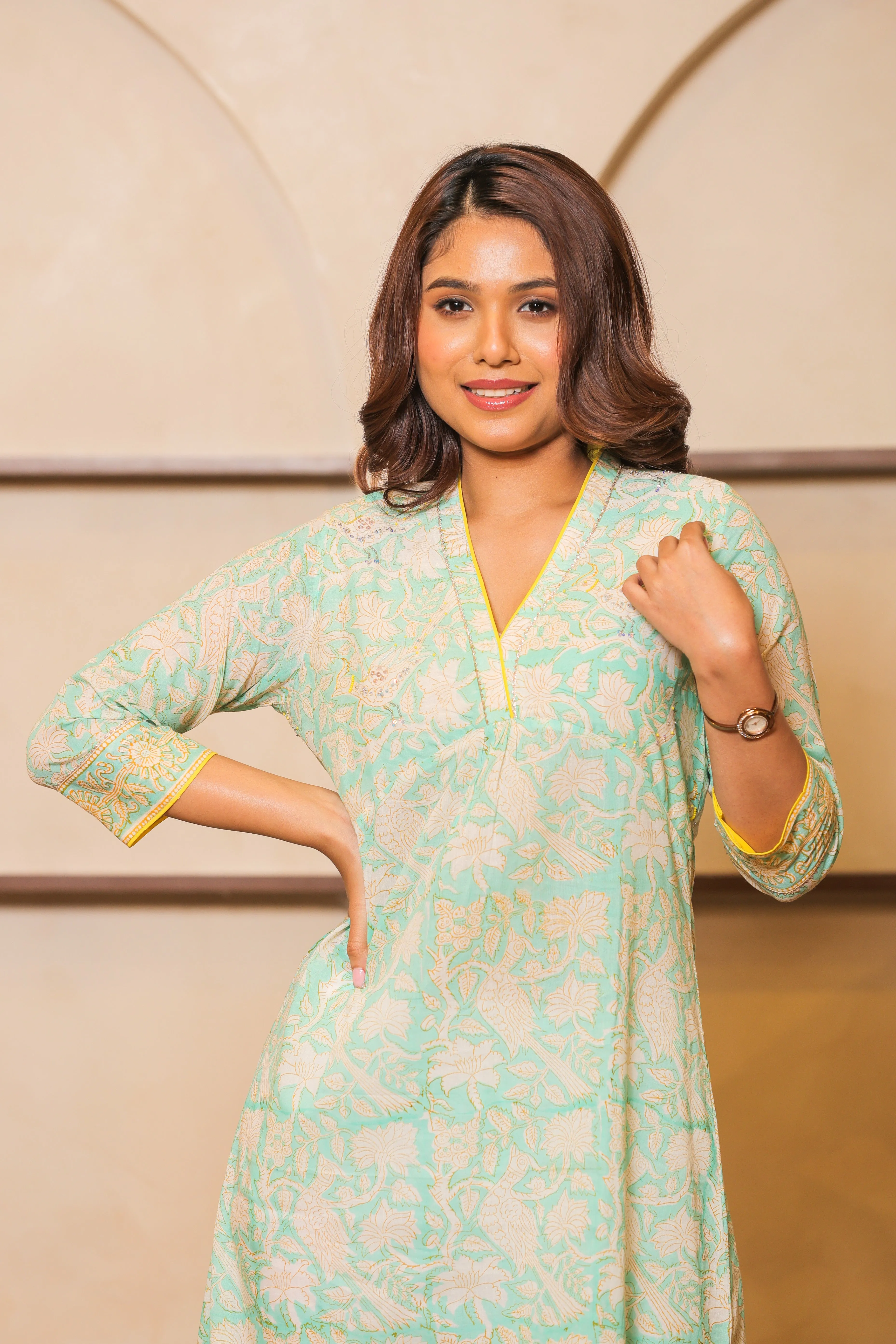 Green & Yellow Kurta