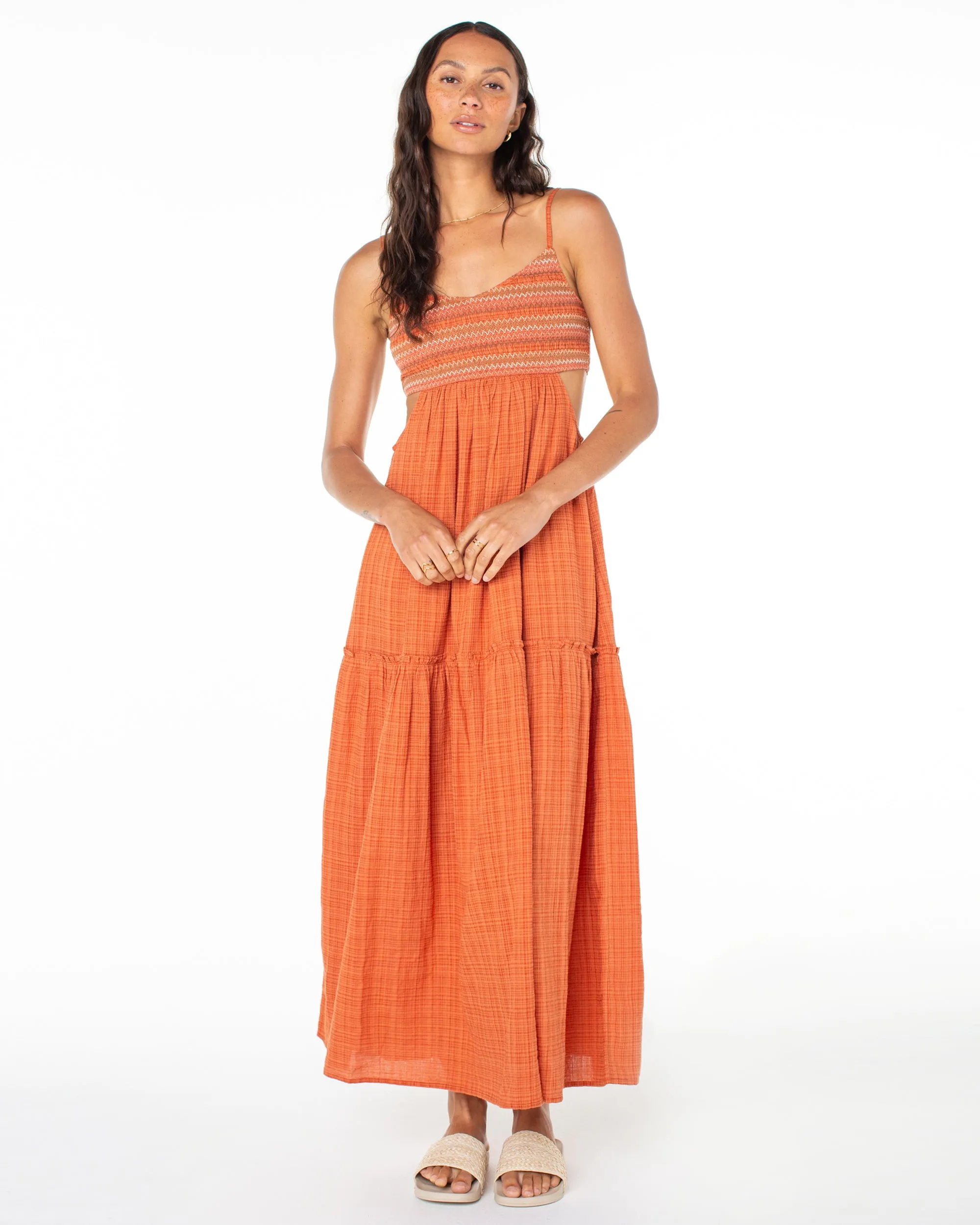 Hot Tropics Flowy Maxi Dress - Ginger Spice