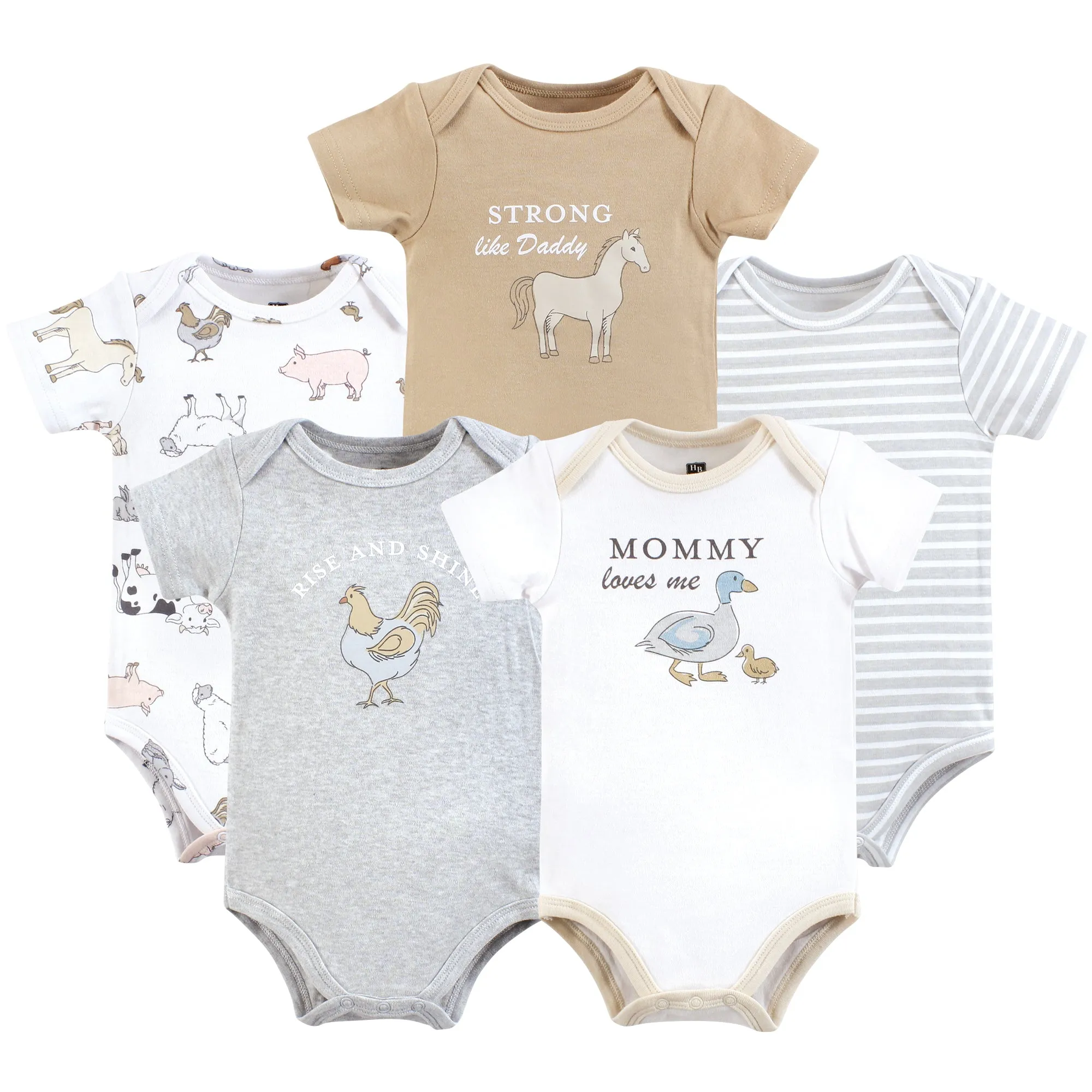 Hudson Baby Cotton Bodysuits, Farm World