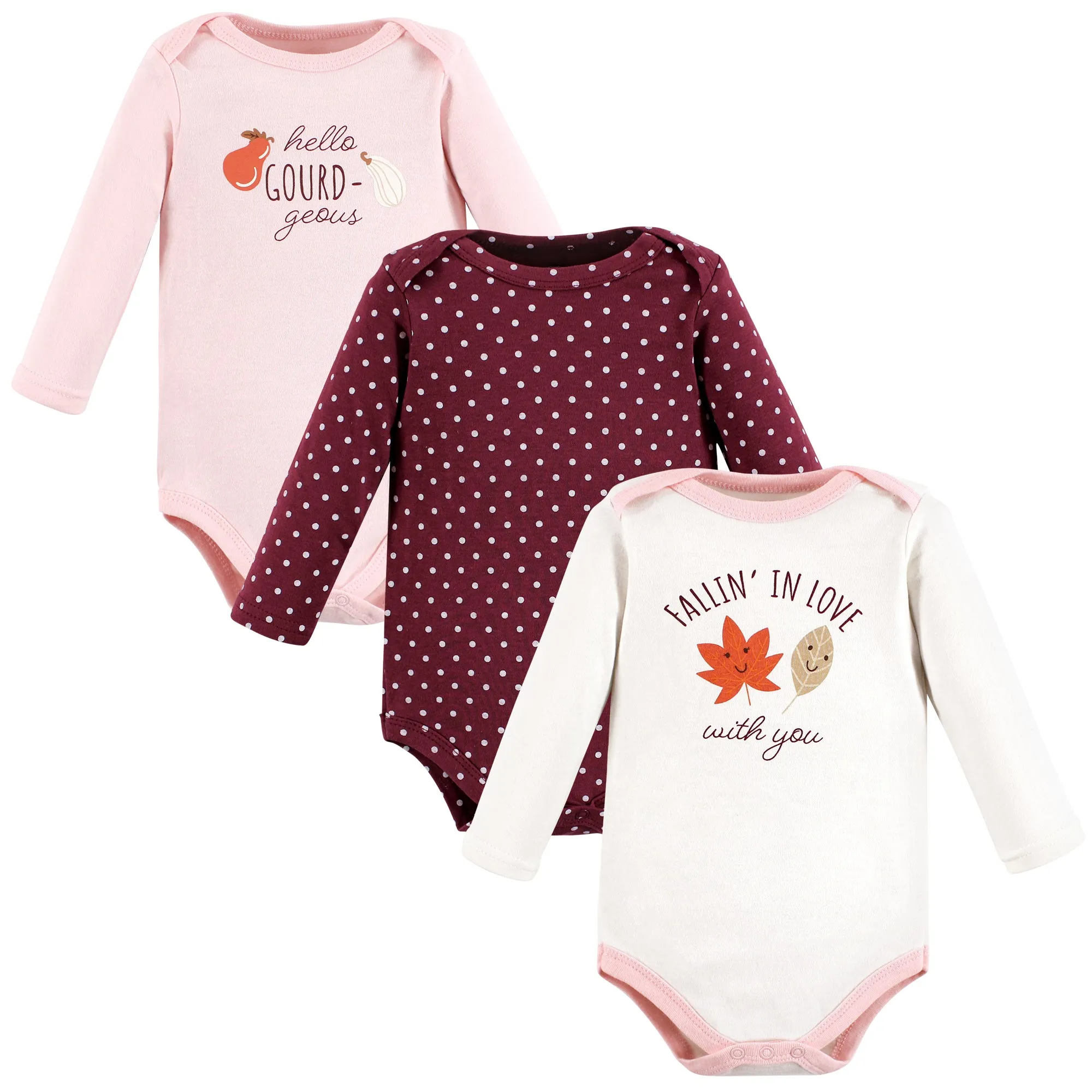 Hudson Baby Cotton Long-Sleeve Bodysuits, Cream Fall