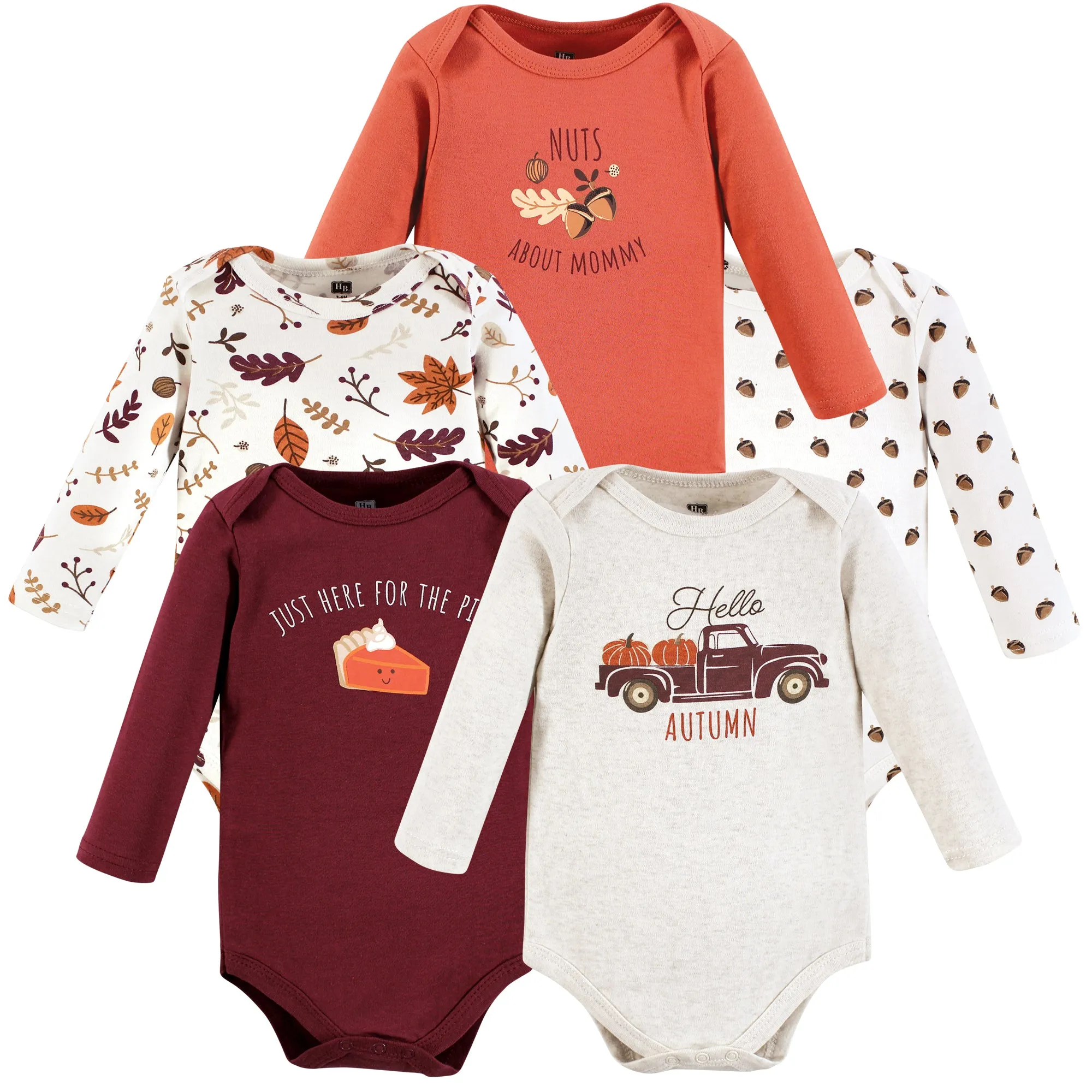 Hudson Baby Cotton Long-Sleeve Bodysuits, Hello Autumn