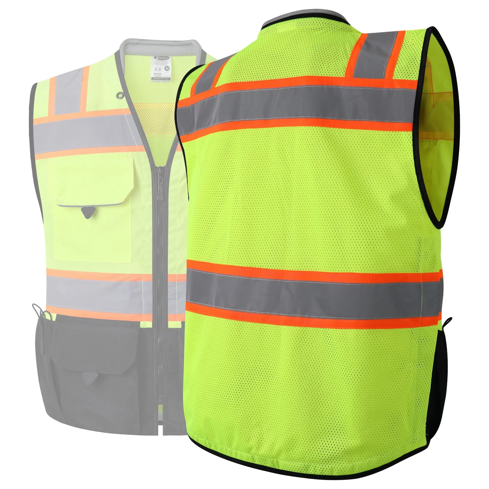 JKSafety Heavy Duty Reflective Surveyor Safety Vest Cushioned Collar (JK188)