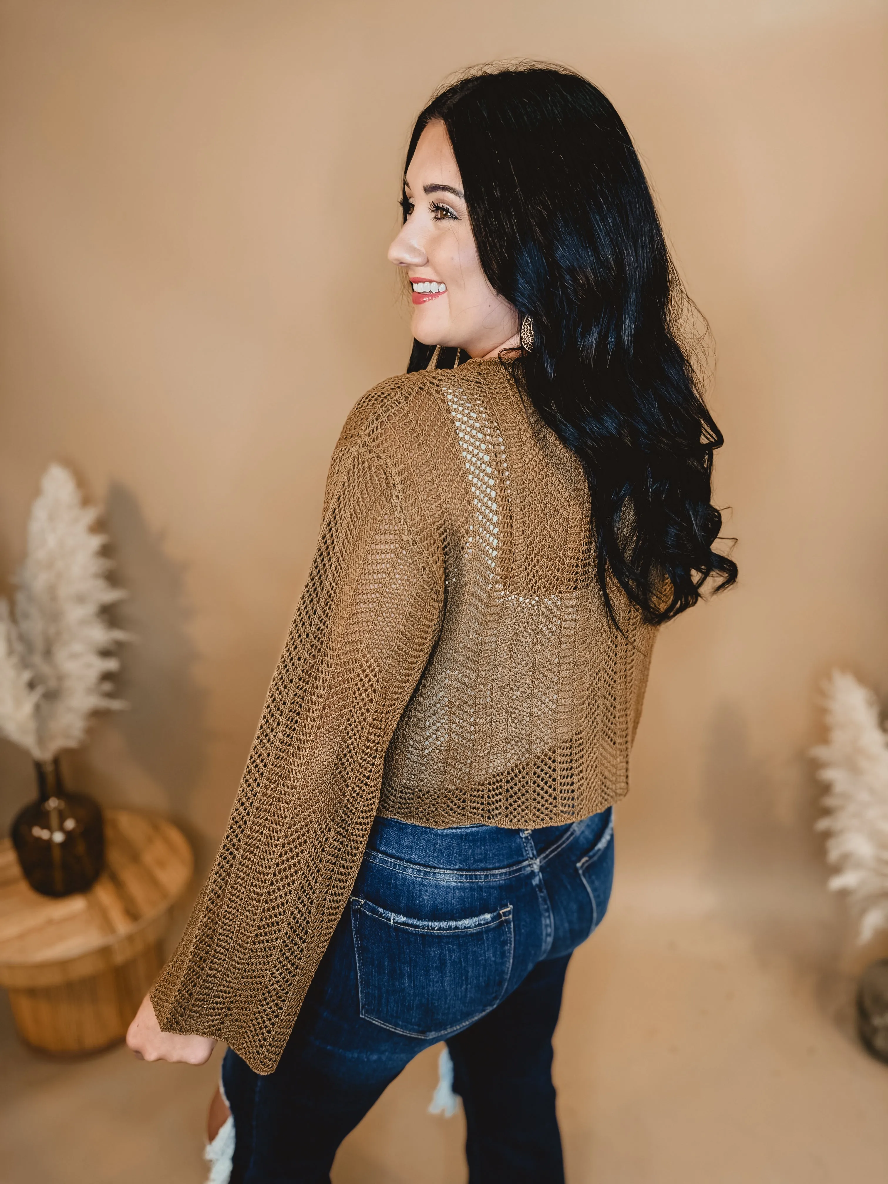 Knit Crochet Layering Sweater - Deep Camel