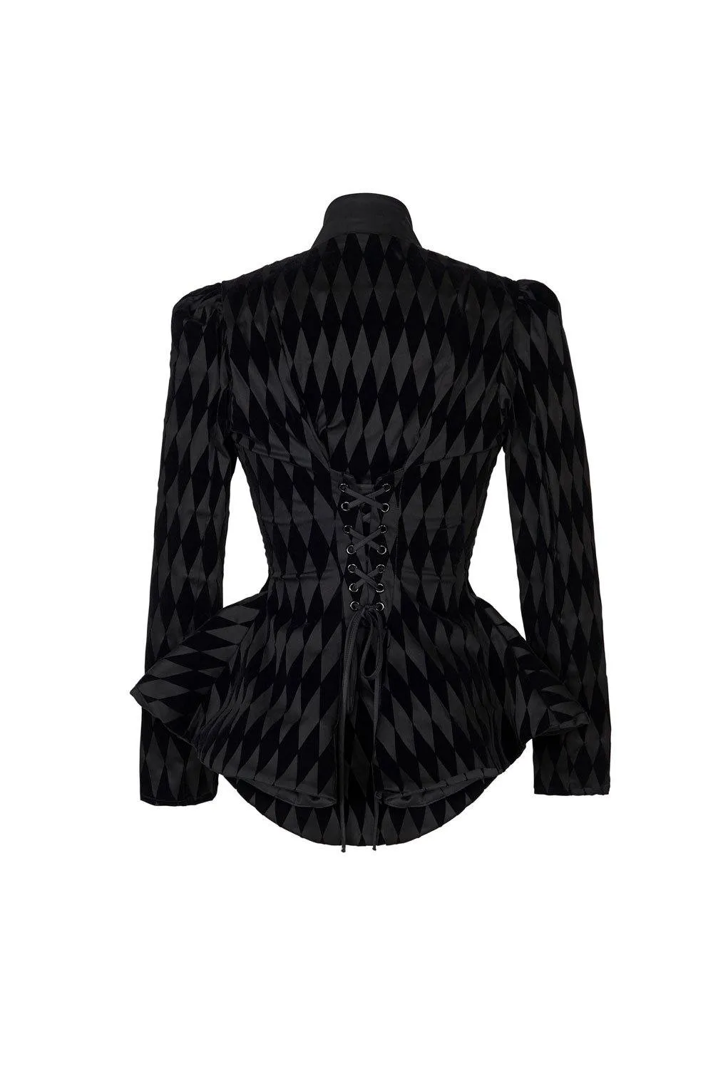 Laura Byrnes California Morgana Jacket in Black Flocked Harlequin