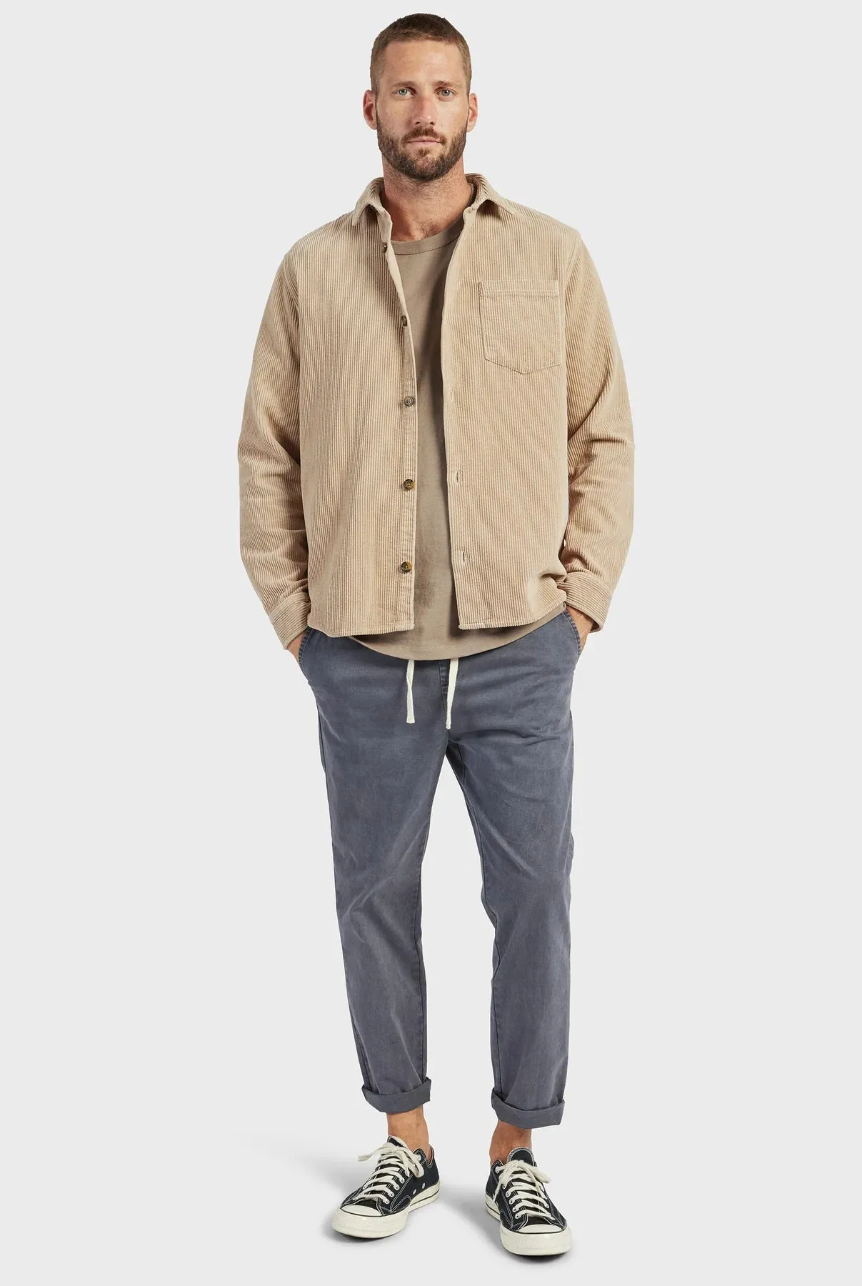 Lebowski Cord Overshirt in Pebble