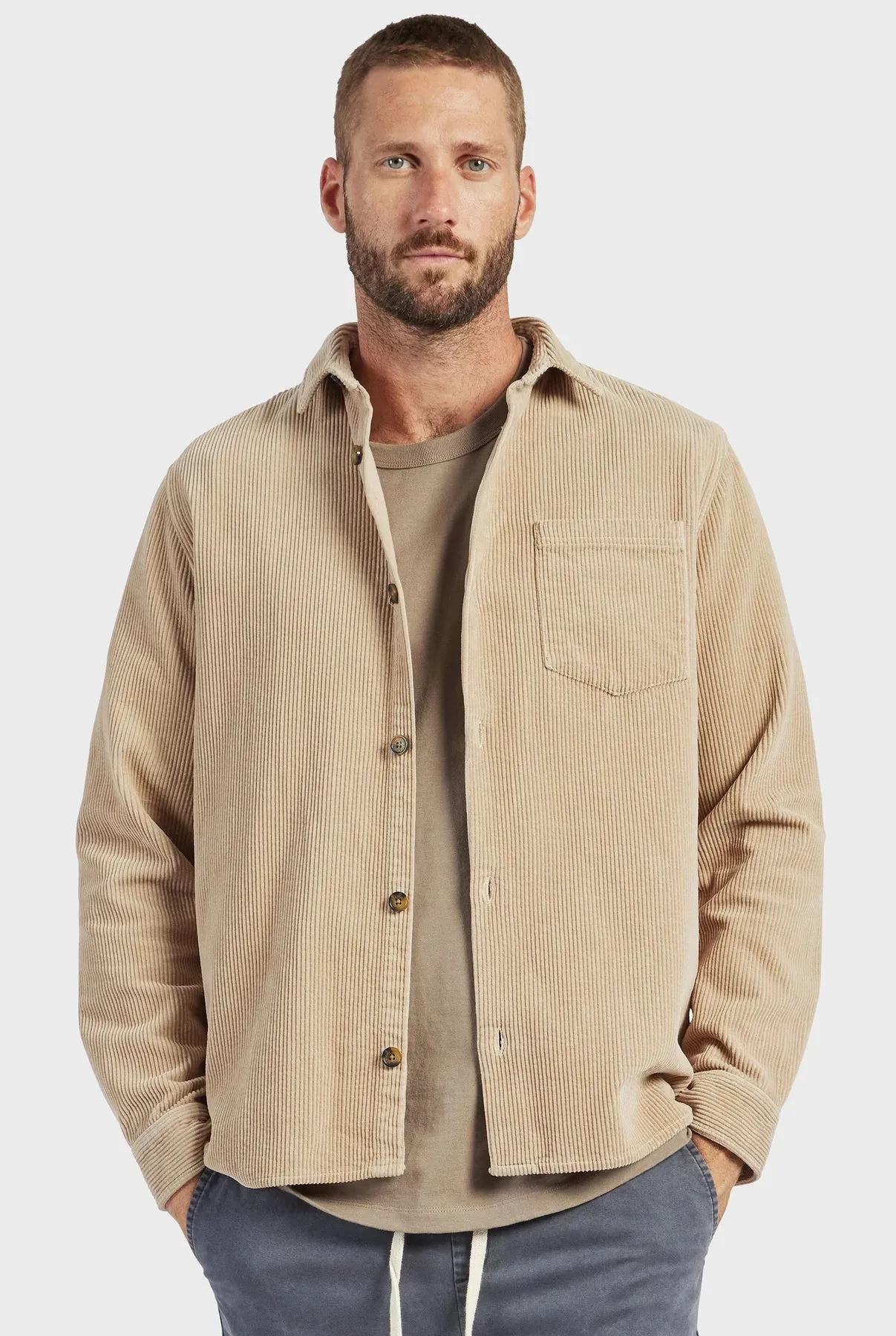 Lebowski Cord Overshirt in Pebble