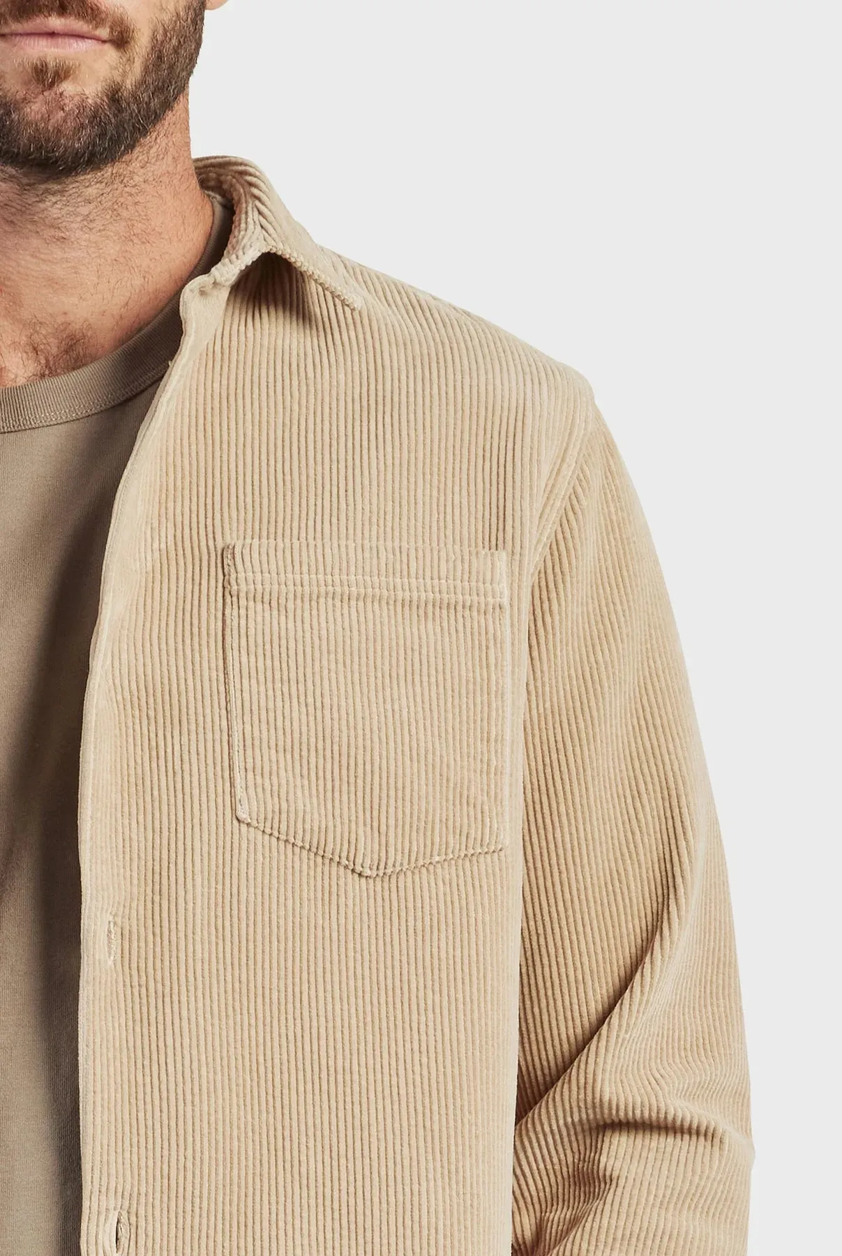 Lebowski Cord Overshirt in Pebble