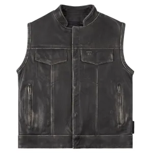 Legendary 'Reckless Outlaw' Men's Aged Leather Motorcycle Vest