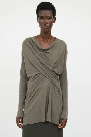 Lilies Grey Draped Long Sleeve Top