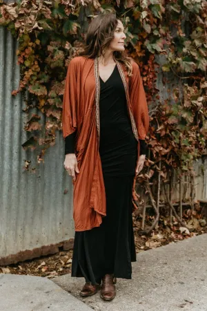 Long Cocoon Coat - Copper