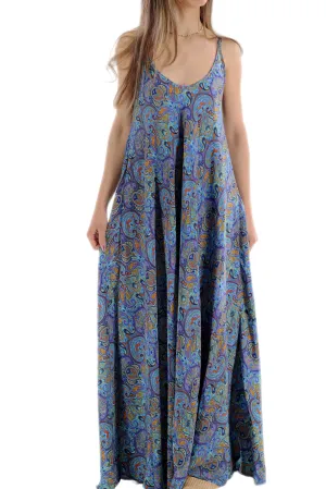 Long Flowy Floral "Stefania" Maxi dress in Blue