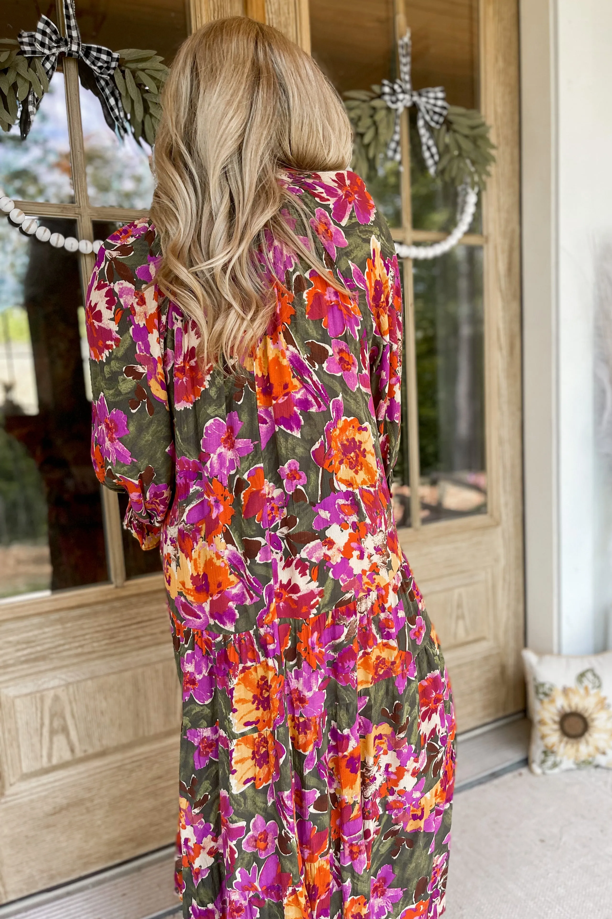 Mandy 3/4 Sleeve Flowy Floral Print Dress