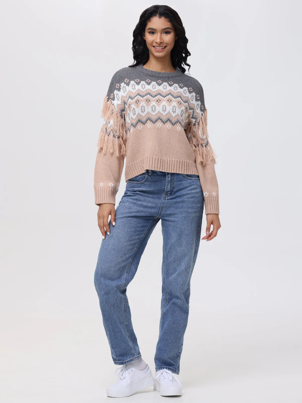 Margaret: Fringe Fair Isle Sweater