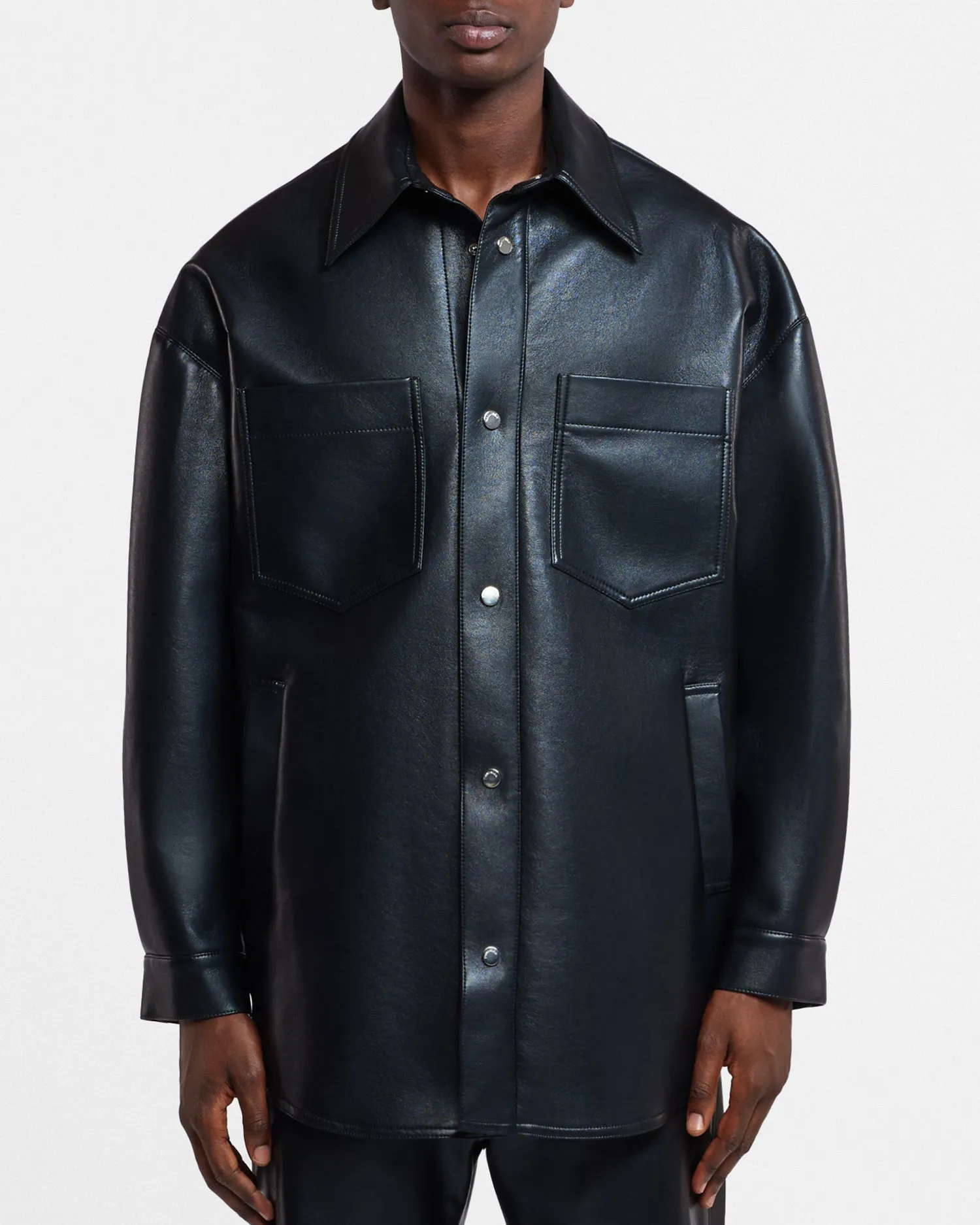 Martin - Regenerated Leather Overshirt - Black