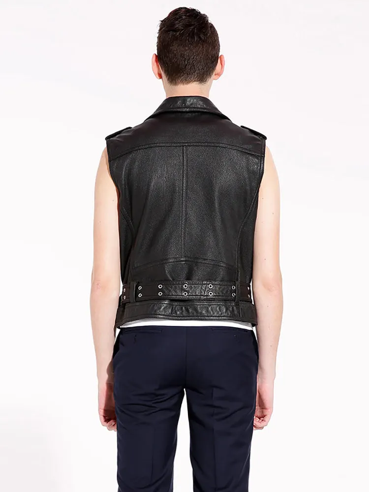 Men's Black Leather vest