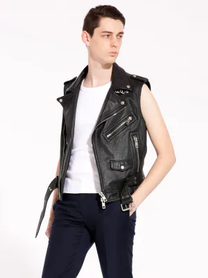 Men's Black Leather vest