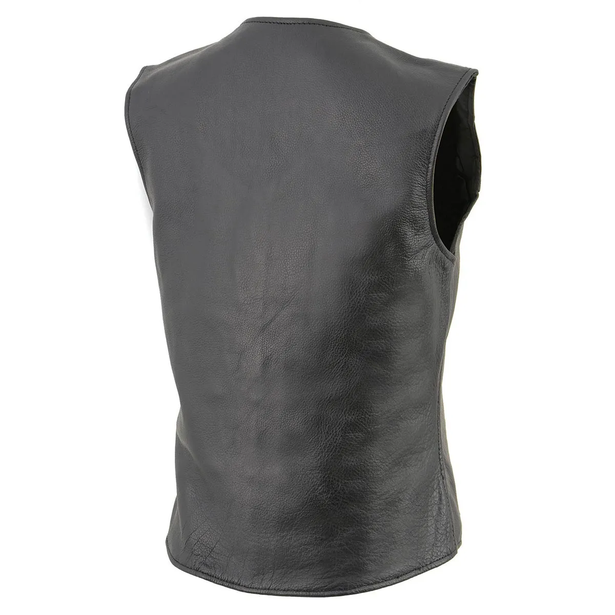 Milwaukee Leather LKL4701 Women's Black Leather Plain Round V-Neck Motorcycle Rider Vest W/Classic 4-Snaps Closure