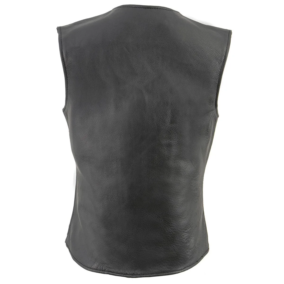 Milwaukee Leather LKL4701 Women's Black Leather Plain Round V-Neck Motorcycle Rider Vest W/Classic 4-Snaps Closure